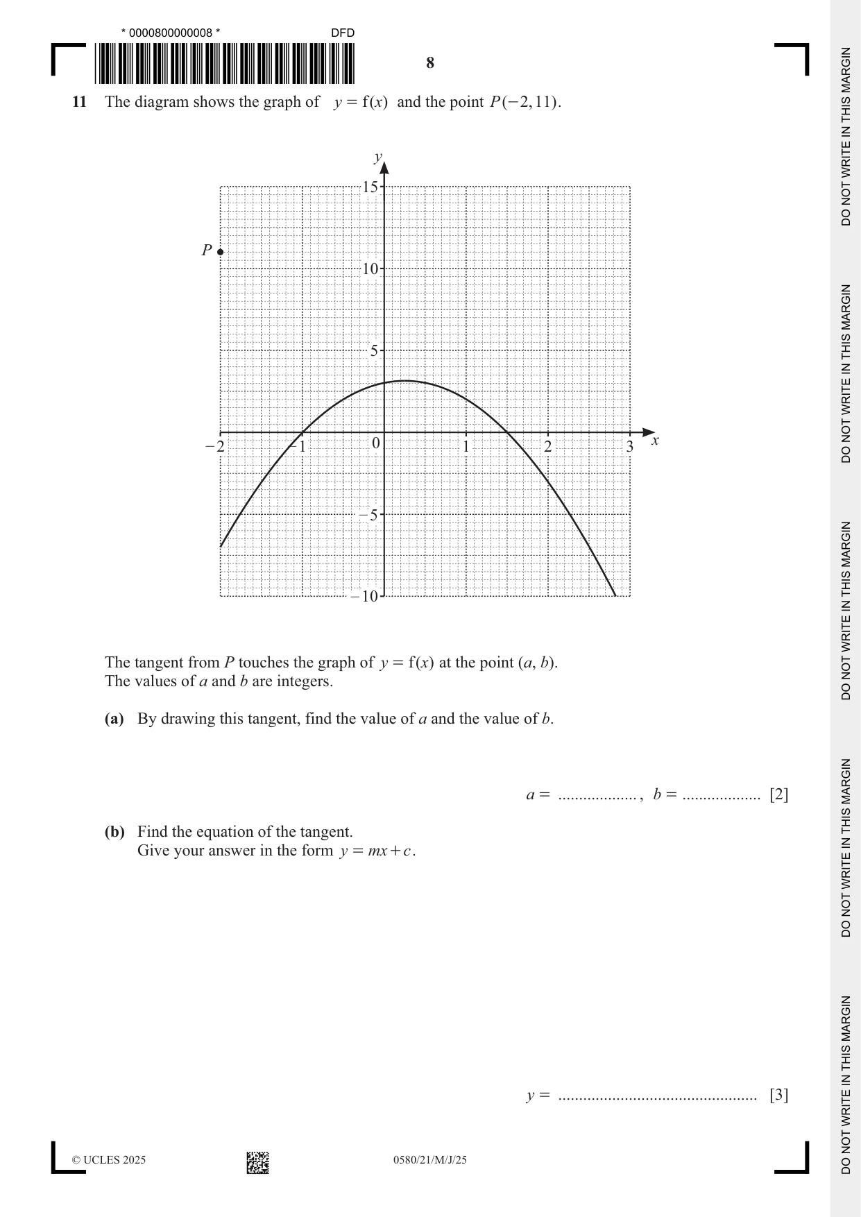 Cambridge IGCSE Mathematics 0580 2025 May/June Paper 2 · Variant 1 question paper, page 8 of 20