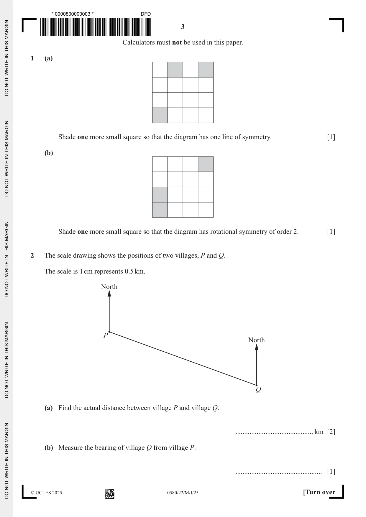 Cambridge IGCSE Mathematics 0580 2025 May/June Paper 2 · Variant 2 question paper, page 3 of 20