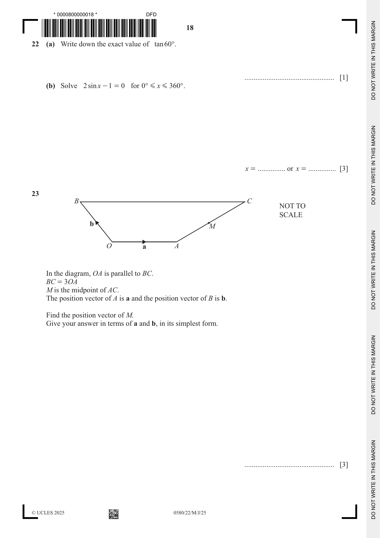 Cambridge IGCSE Mathematics 0580 2025 May/June Paper 2 · Variant 2 question paper, page 18 of 20