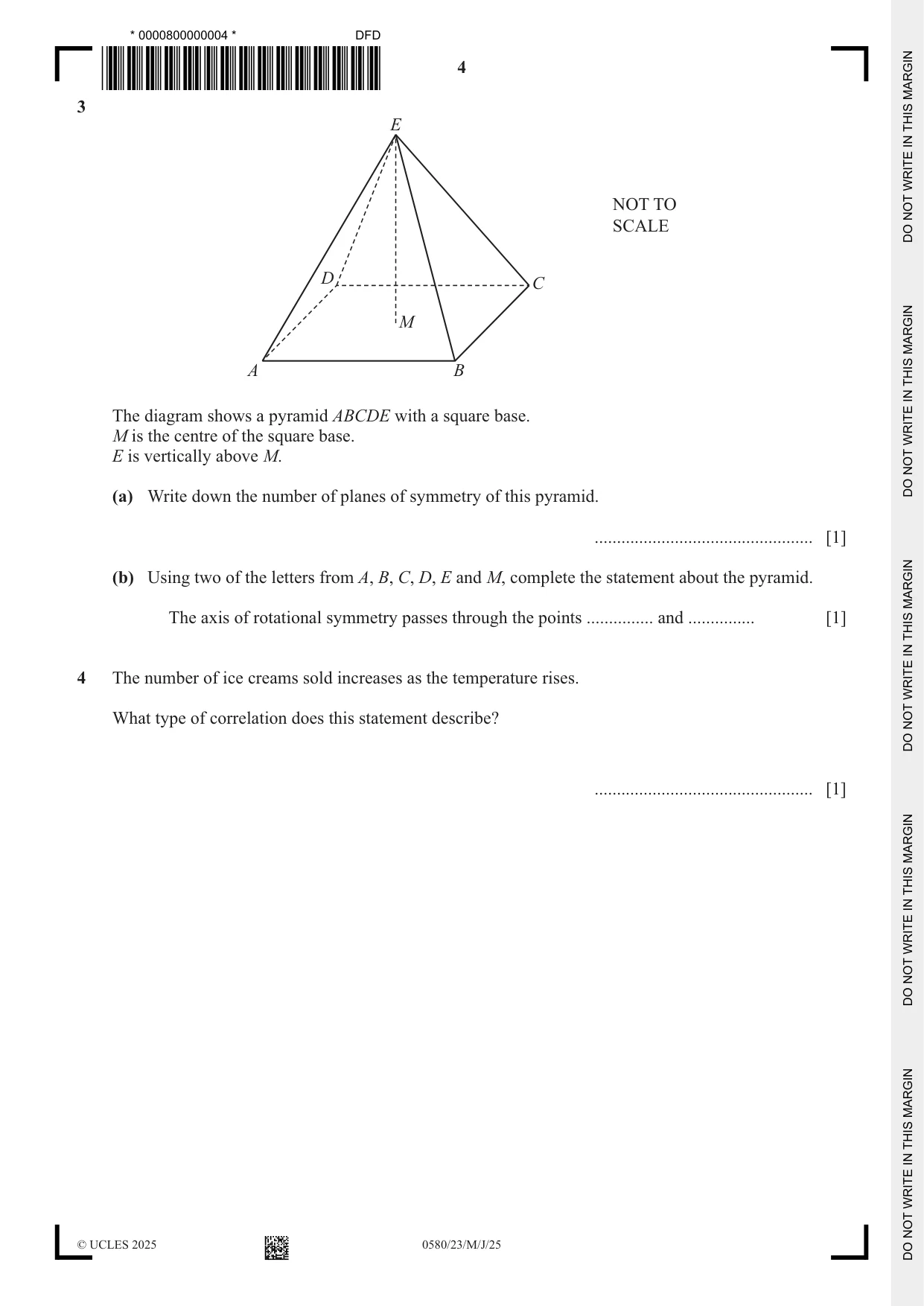 Cambridge IGCSE Mathematics 0580 2025 May/June Paper 2 · Variant 3 question paper, page 4 of 16