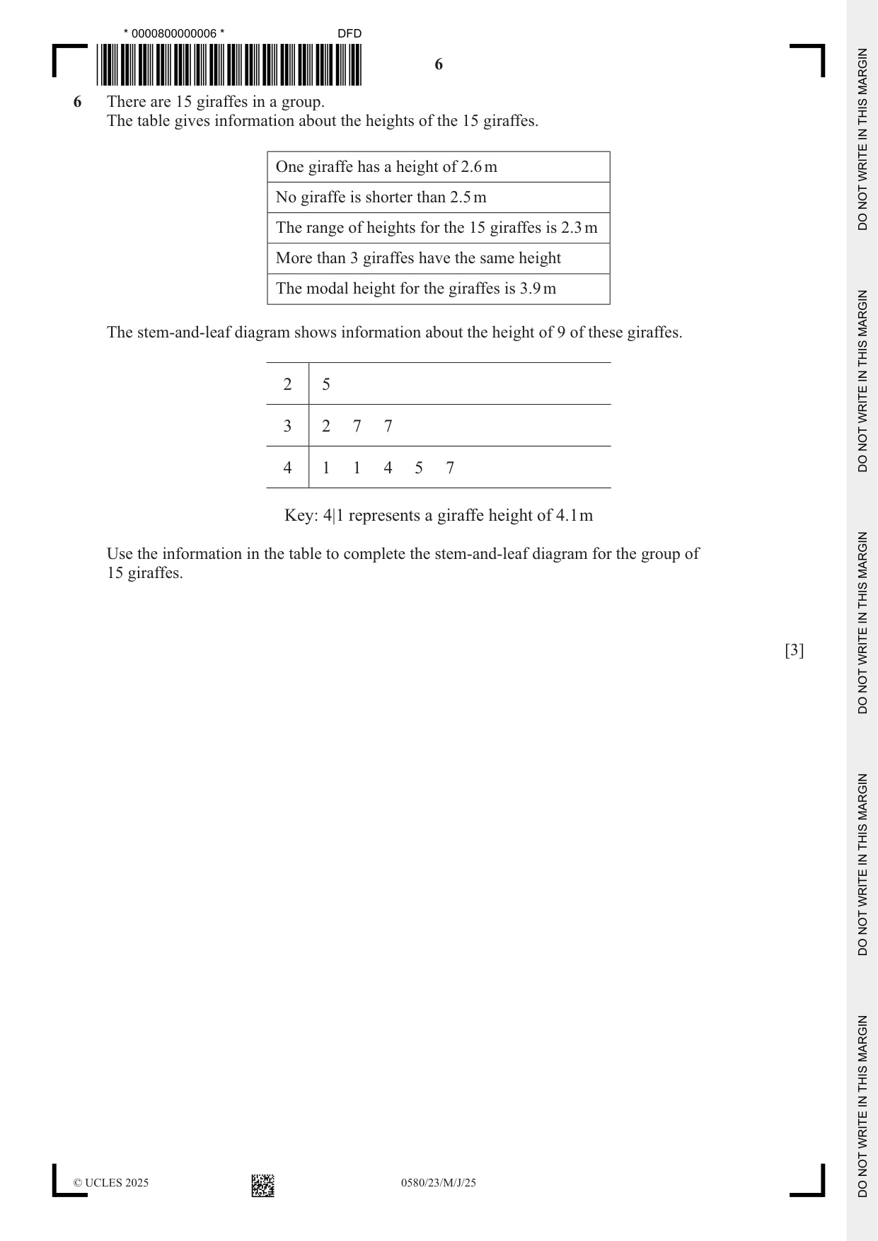 Cambridge IGCSE Mathematics 0580 2025 May/June Paper 2 · Variant 3 question paper, page 6 of 16