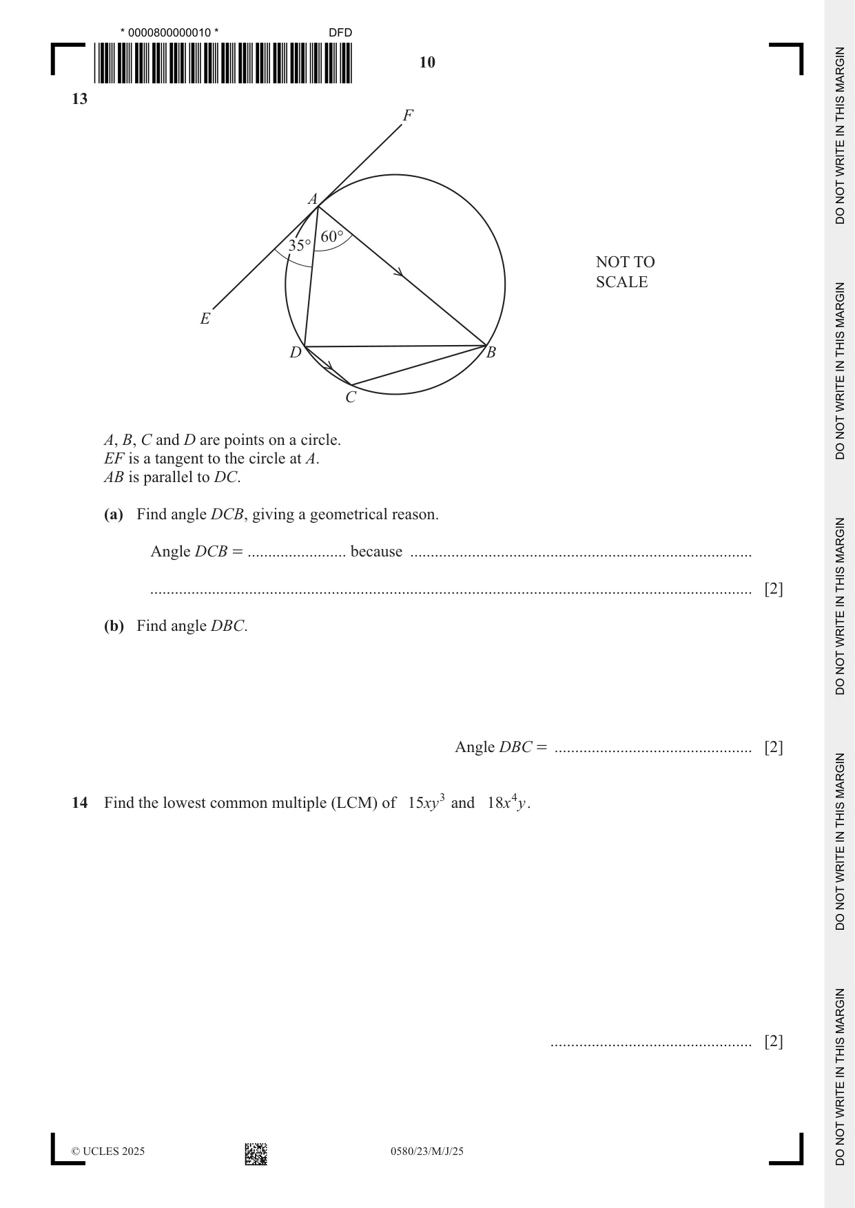 Cambridge IGCSE Mathematics 0580 2025 May/June Paper 2 · Variant 3 question paper, page 10 of 16