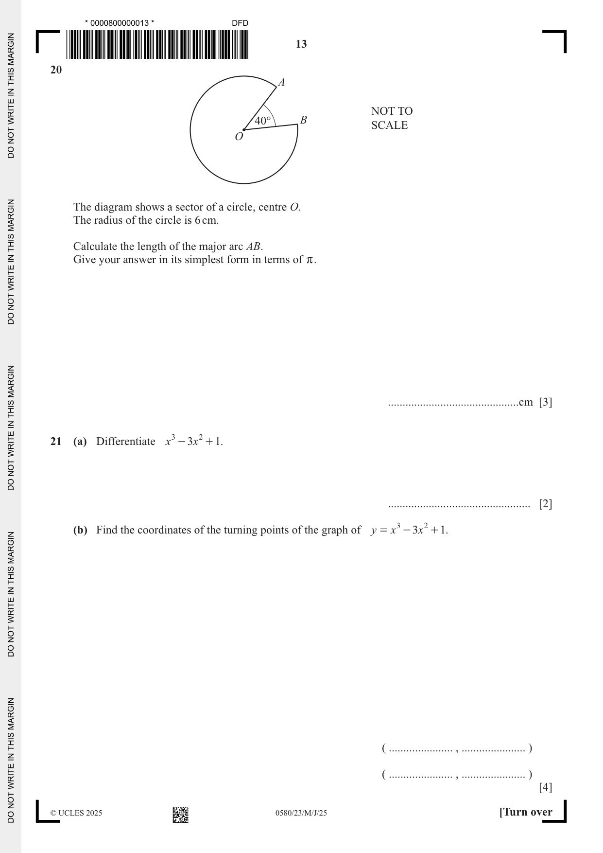Cambridge IGCSE Mathematics 0580 2025 May/June Paper 2 · Variant 3 question paper, page 13 of 16