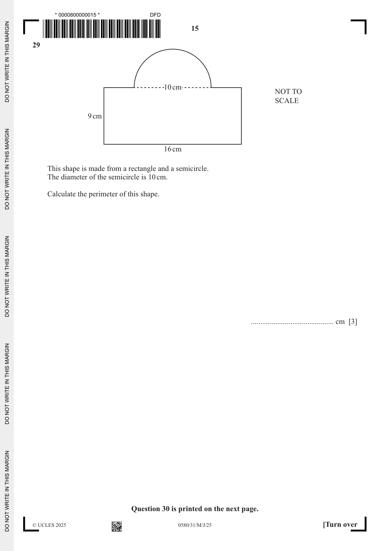 Cambridge IGCSE Mathematics 0580 2025 May/June Paper 3 · Variant 1 question paper, page 15 of 16