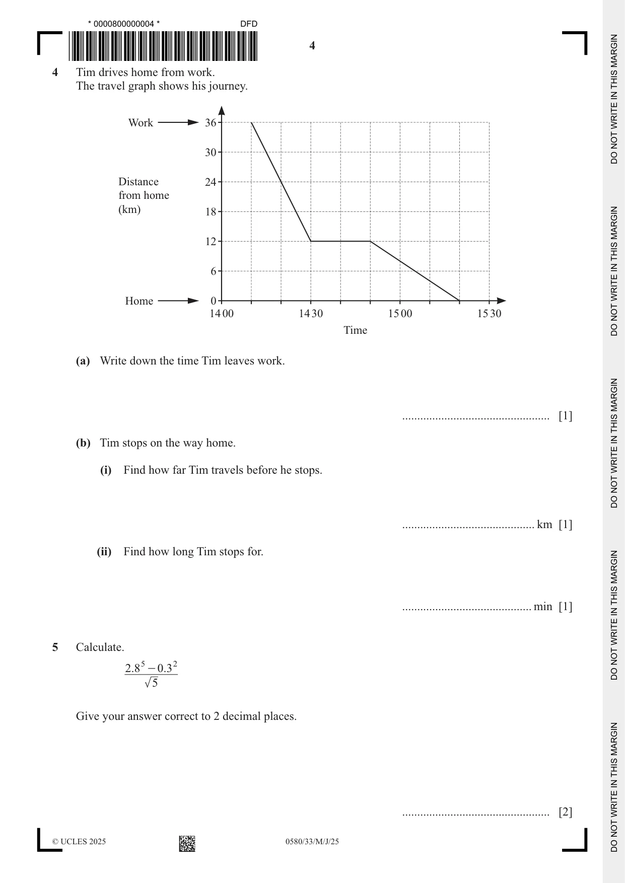 Cambridge IGCSE Mathematics 0580 2025 May/June Paper 3 · Variant 3 question paper, page 4 of 20