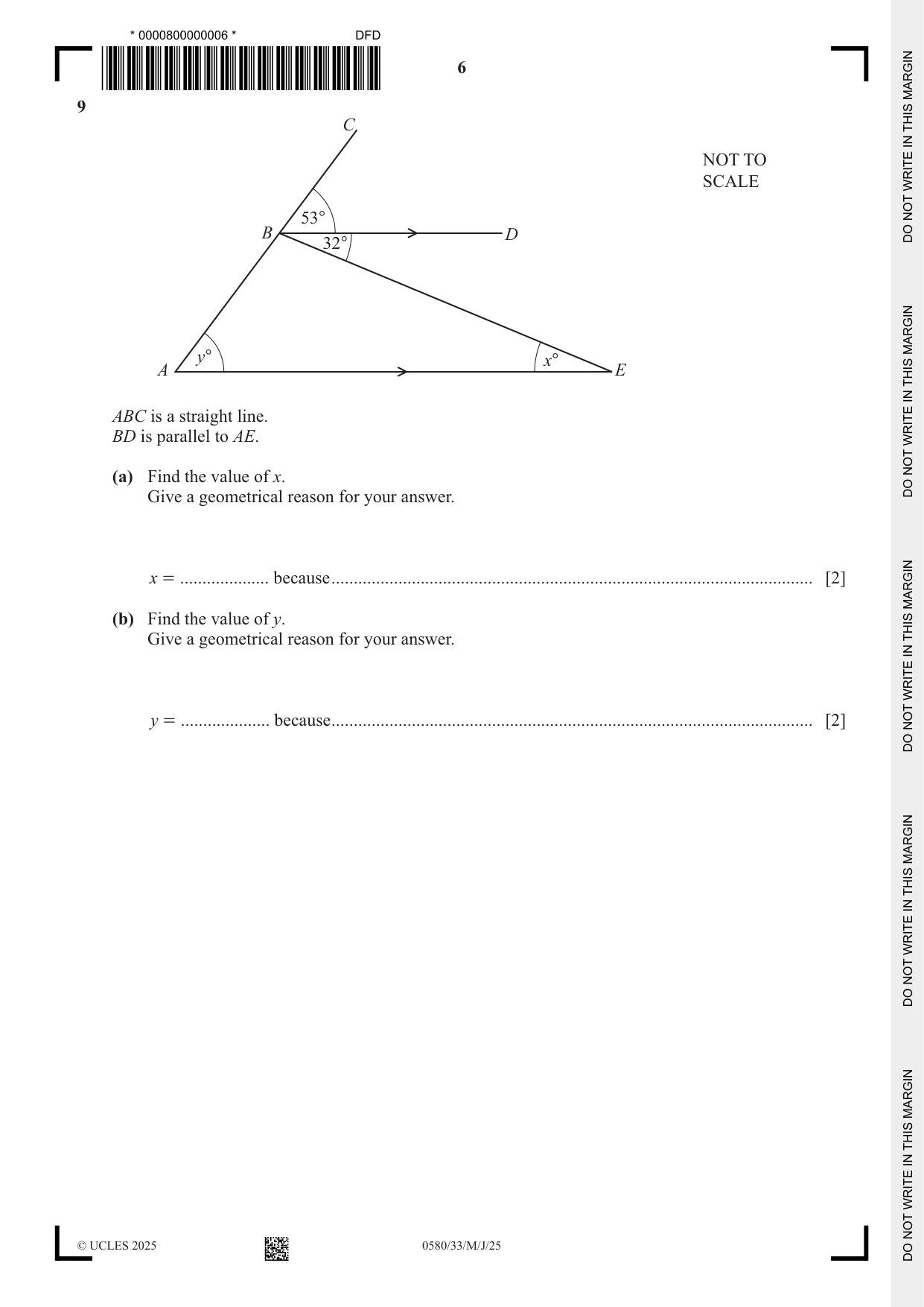 Cambridge IGCSE Mathematics 0580 2025 May/June Paper 3 · Variant 3 question paper, page 6 of 20