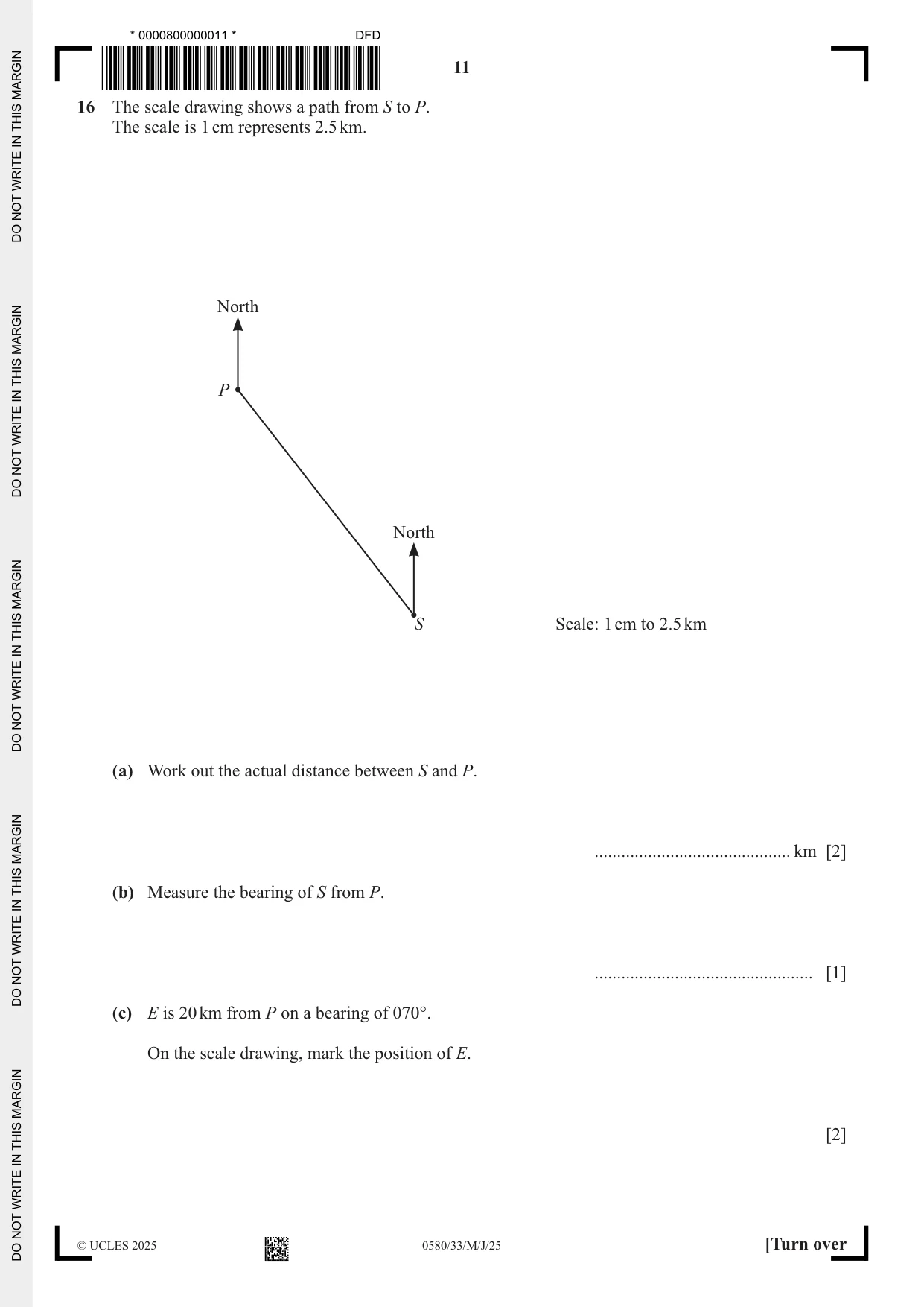 Cambridge IGCSE Mathematics 0580 2025 May/June Paper 3 · Variant 3 question paper, page 11 of 20
