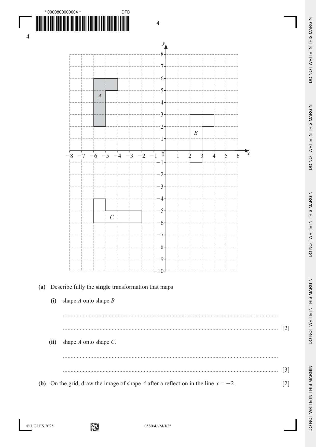 Cambridge IGCSE Mathematics 0580 2025 May/June Paper 4 · Variant 1 question paper, page 4 of 16