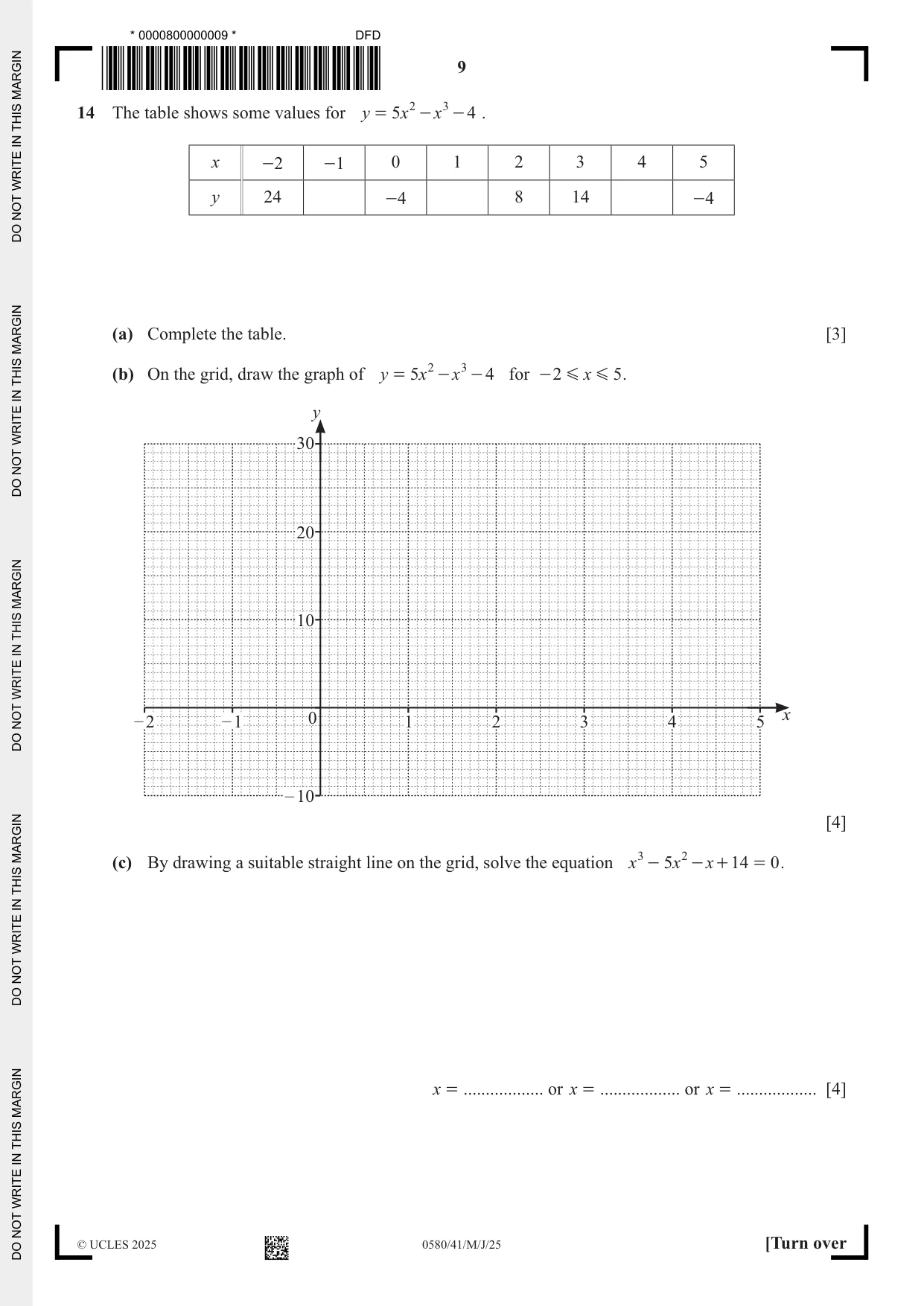 Cambridge IGCSE Mathematics 0580 2025 May/June Paper 4 · Variant 1 question paper, page 9 of 16