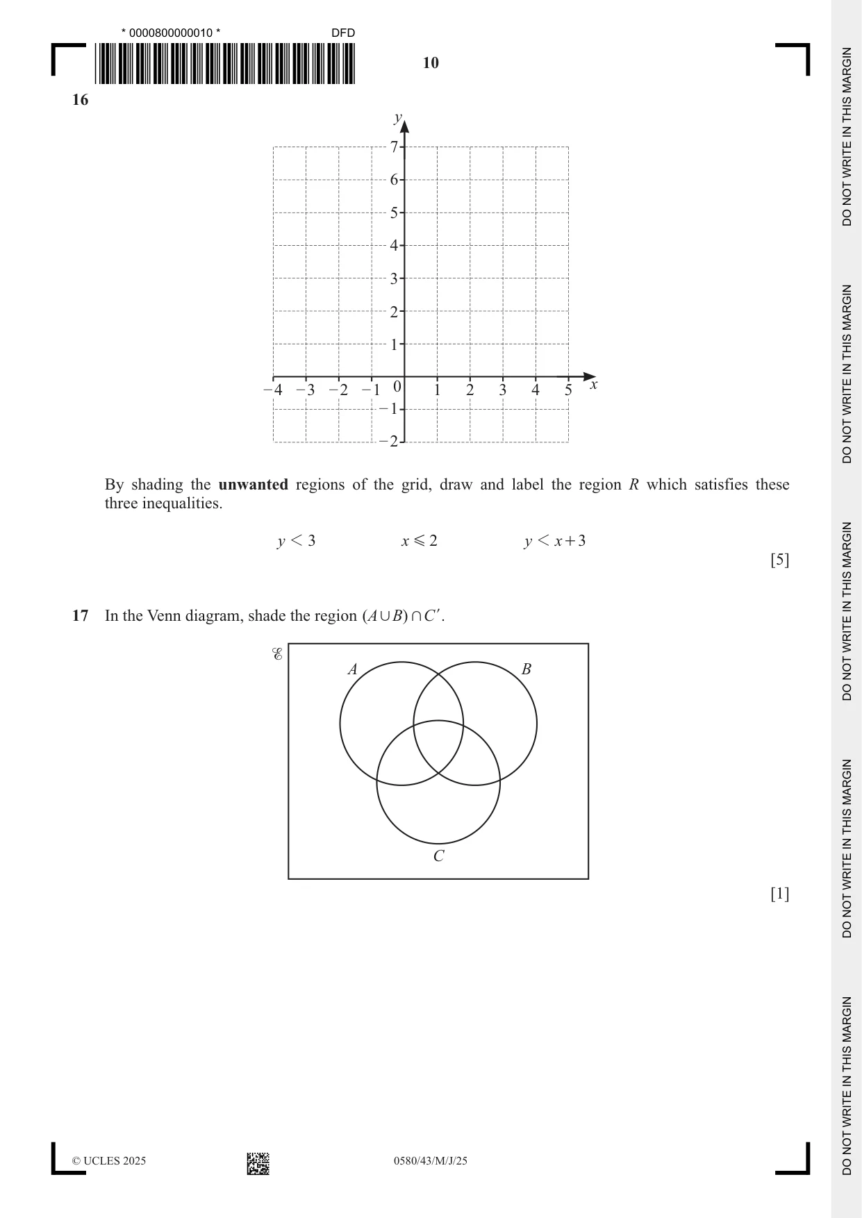 Cambridge IGCSE Mathematics 0580 2025 May/June Paper 4 · Variant 3 question paper, page 10 of 20