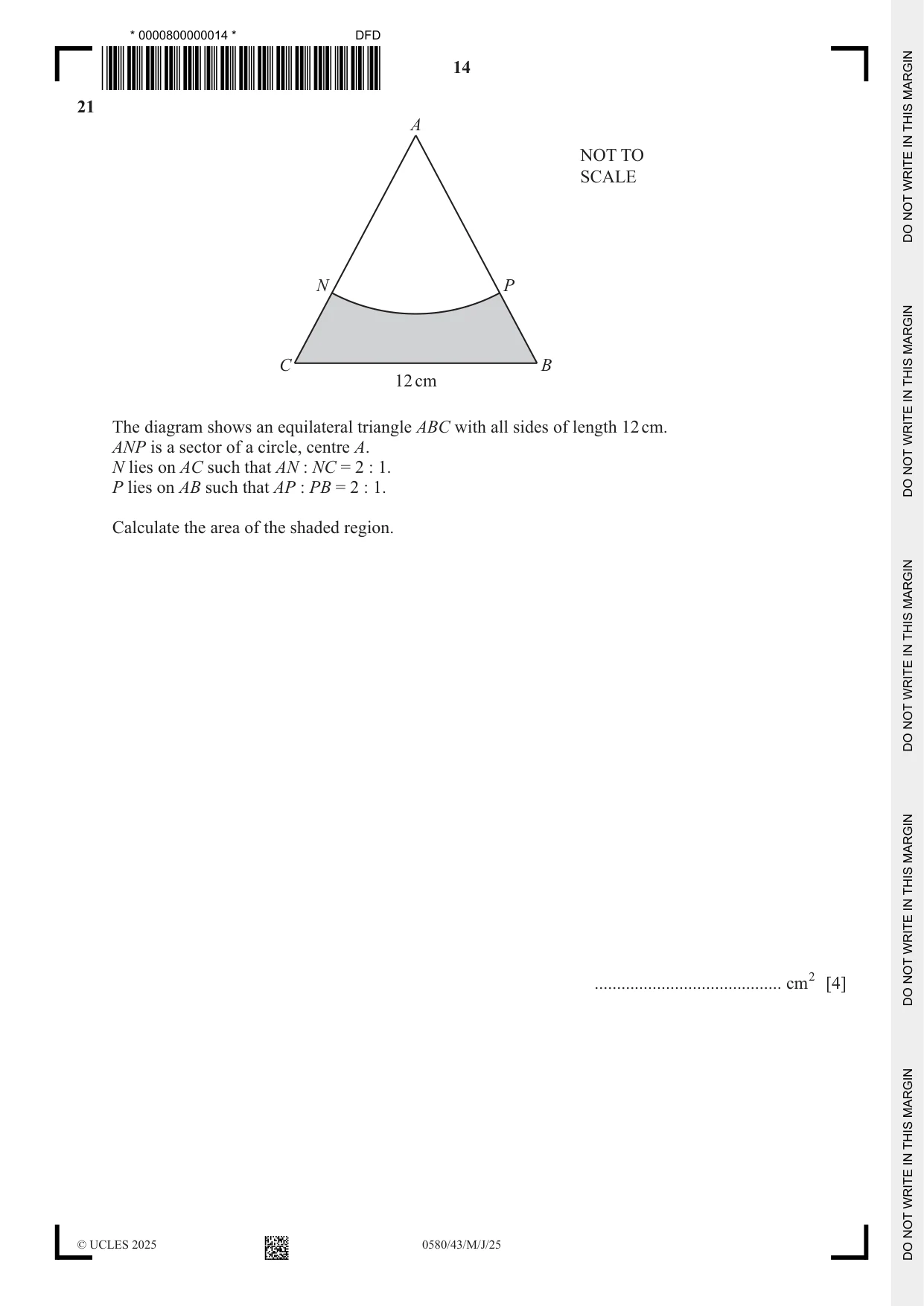 Cambridge IGCSE Mathematics 0580 2025 May/June Paper 4 · Variant 3 question paper, page 14 of 20