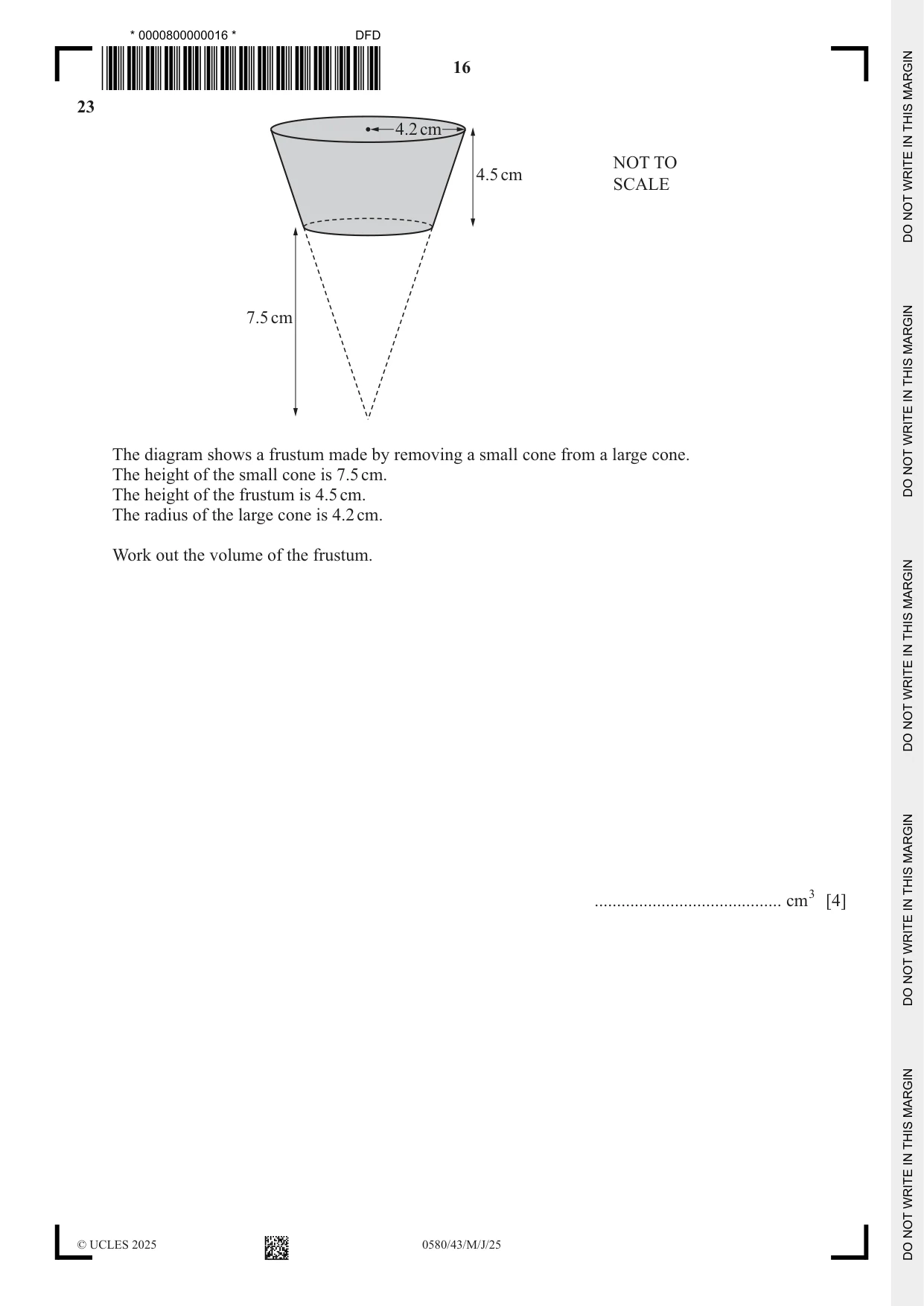 Cambridge IGCSE Mathematics 0580 2025 May/June Paper 4 · Variant 3 question paper, page 16 of 20