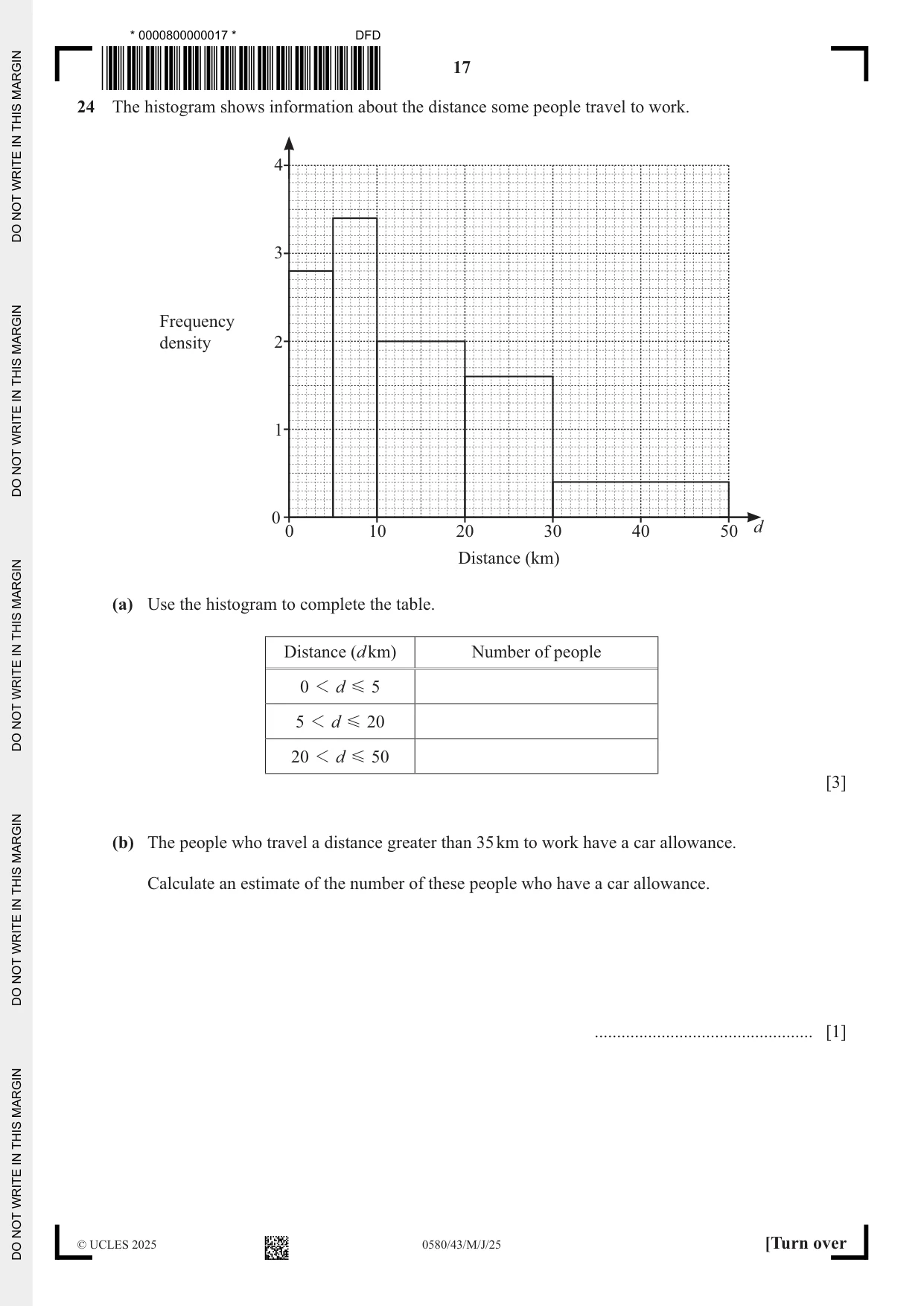Cambridge IGCSE Mathematics 0580 2025 May/June Paper 4 · Variant 3 question paper, page 17 of 20