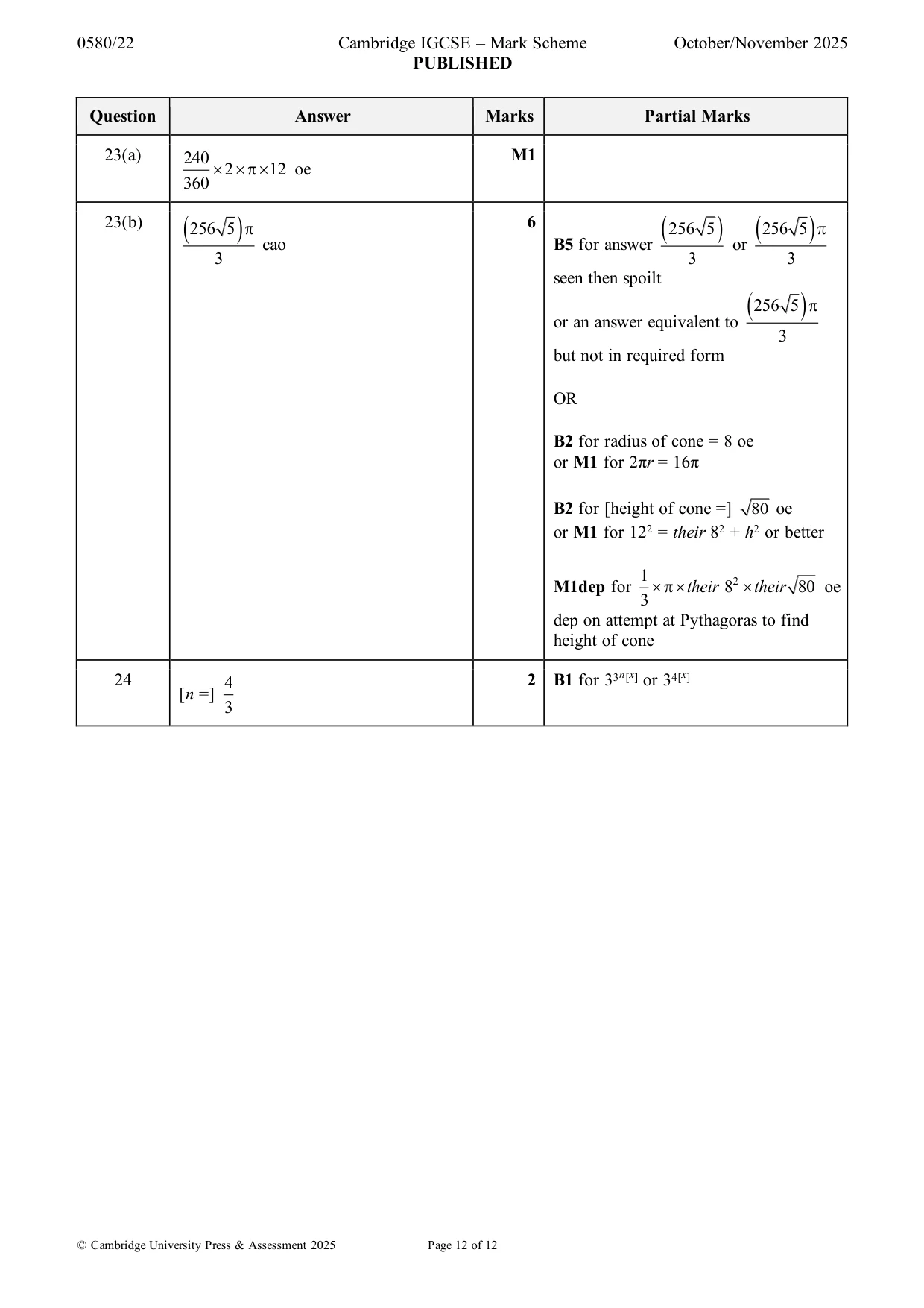 Mark scheme, page 12 of 12
