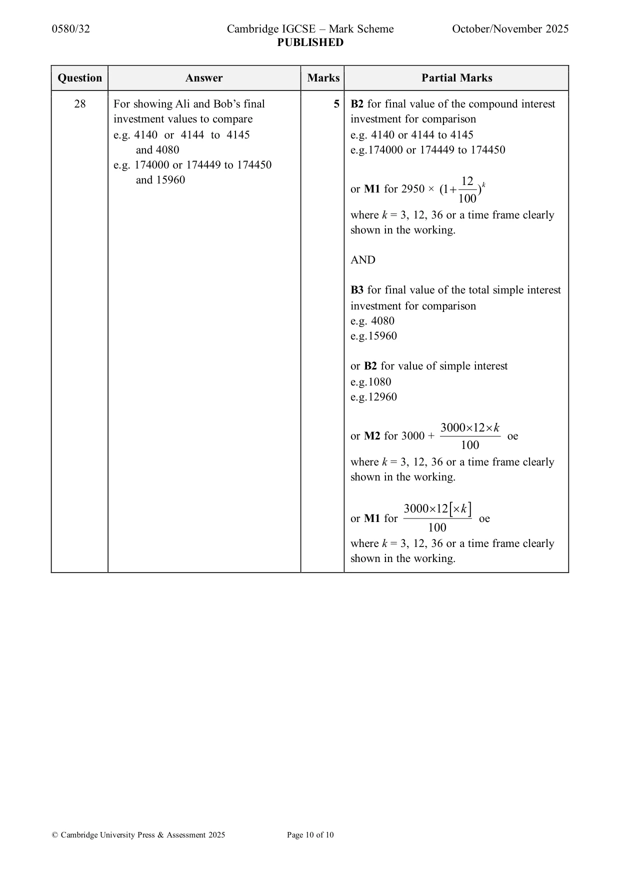 Mark scheme, page 10 of 10