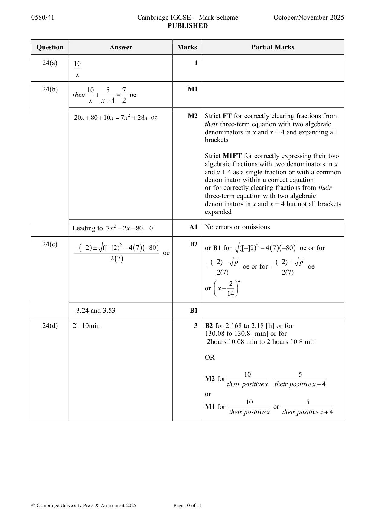 Mark scheme, page 10 of 11