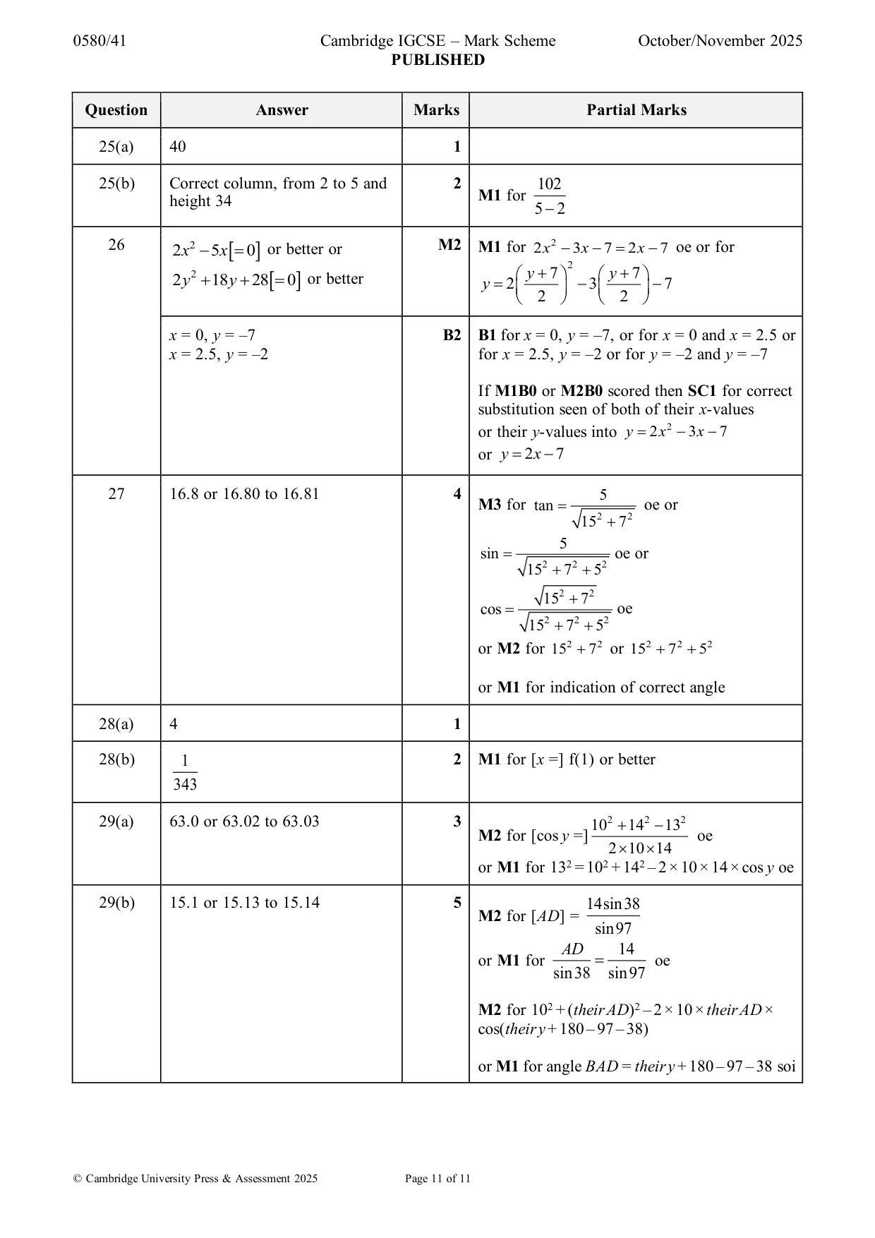 Mark scheme, page 11 of 11