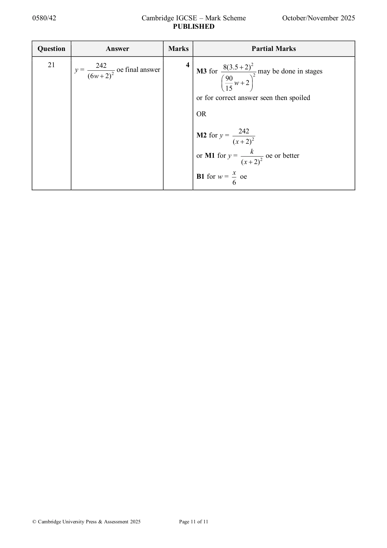 Mark scheme, page 11 of 11