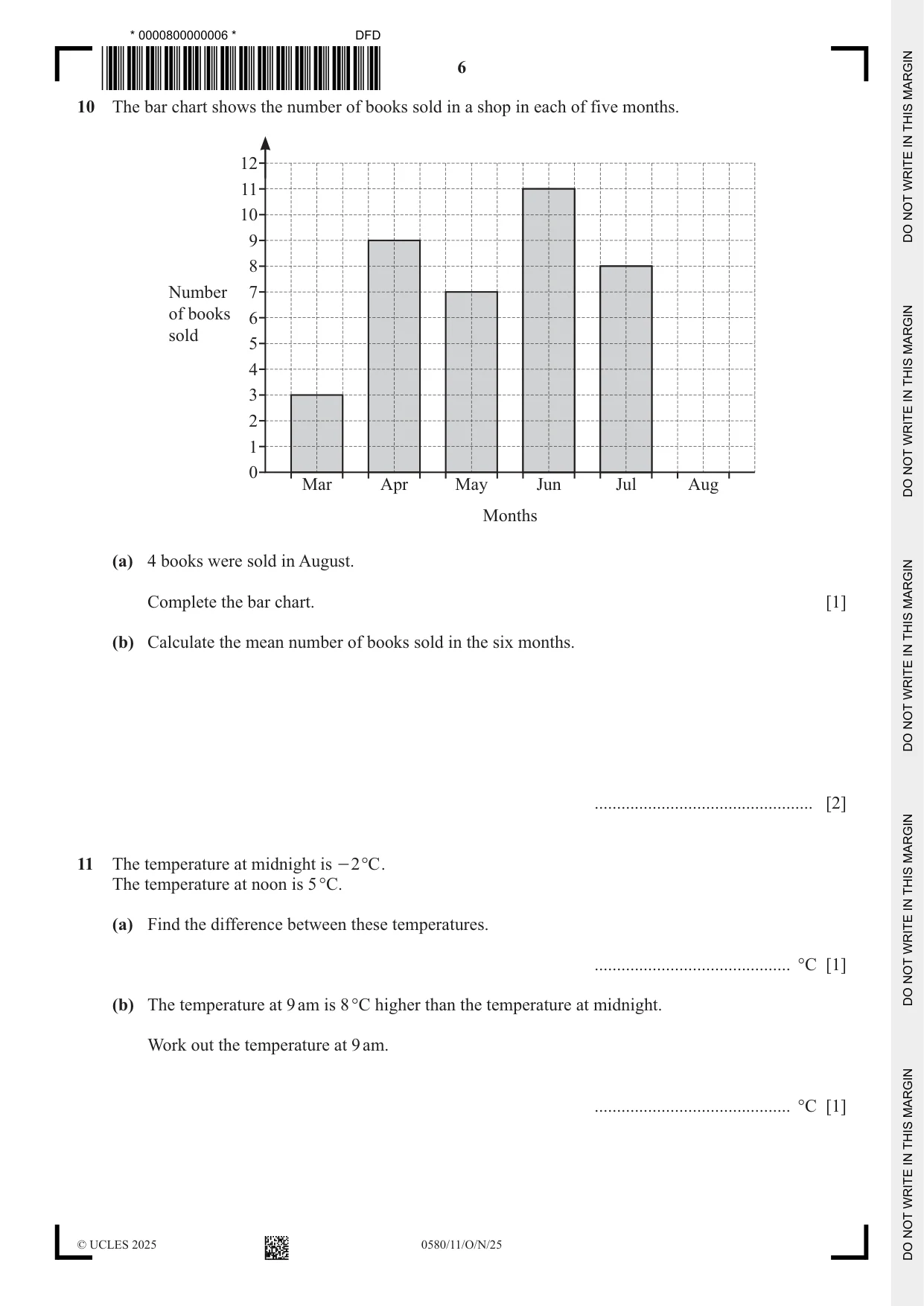 Cambridge IGCSE Mathematics 0580 2025 Oct/Nov Paper 1 · Variant 1 question paper, page 6 of 16
