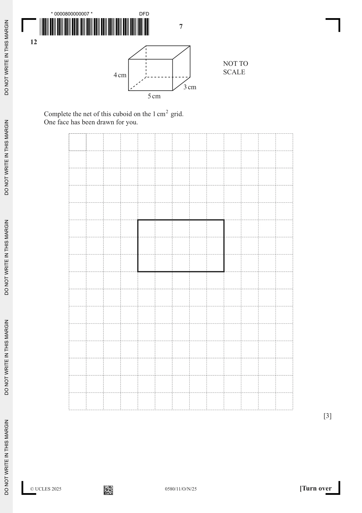 Cambridge IGCSE Mathematics 0580 2025 Oct/Nov Paper 1 · Variant 1 question paper, page 7 of 16