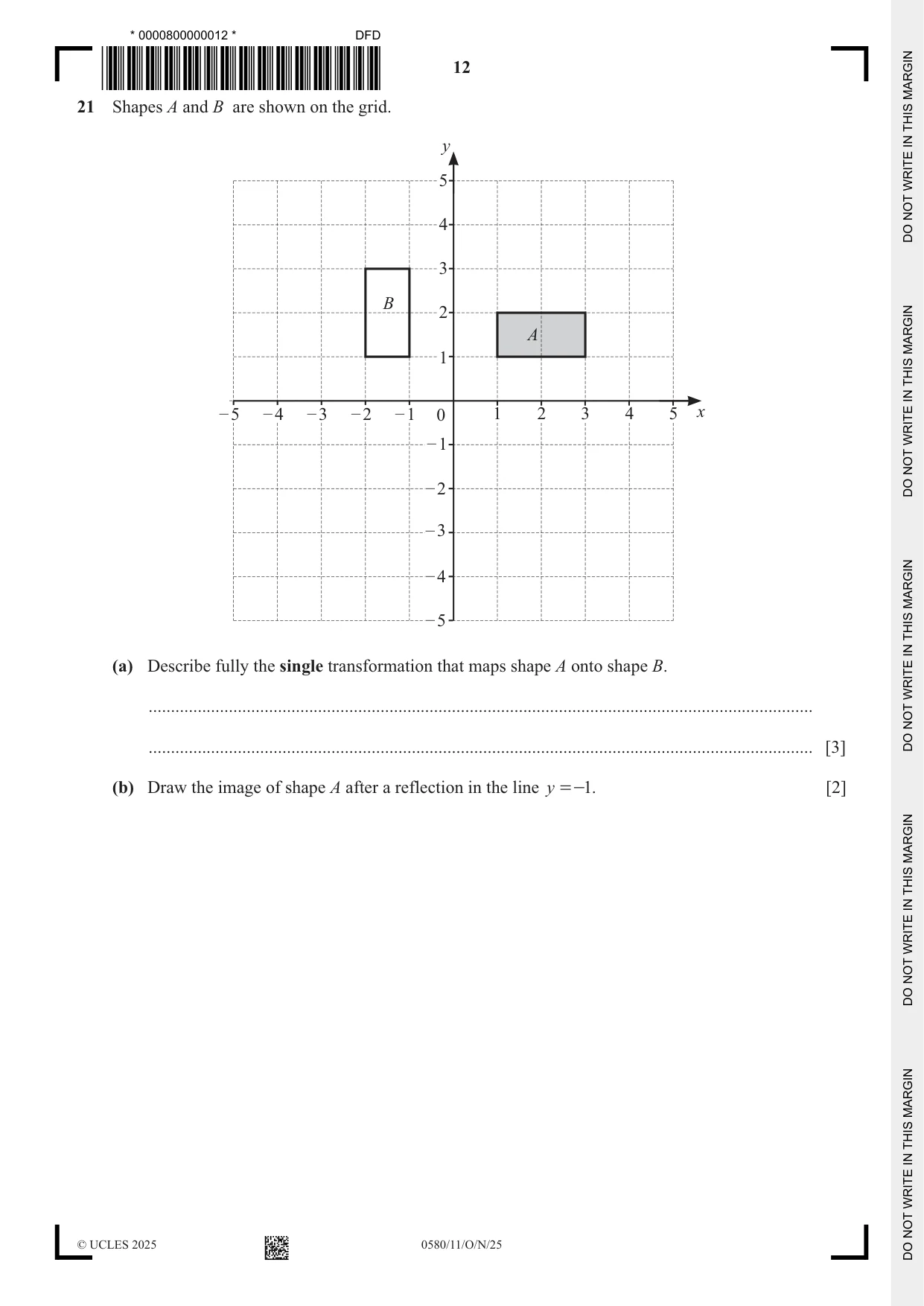 Cambridge IGCSE Mathematics 0580 2025 Oct/Nov Paper 1 · Variant 1 question paper, page 12 of 16
