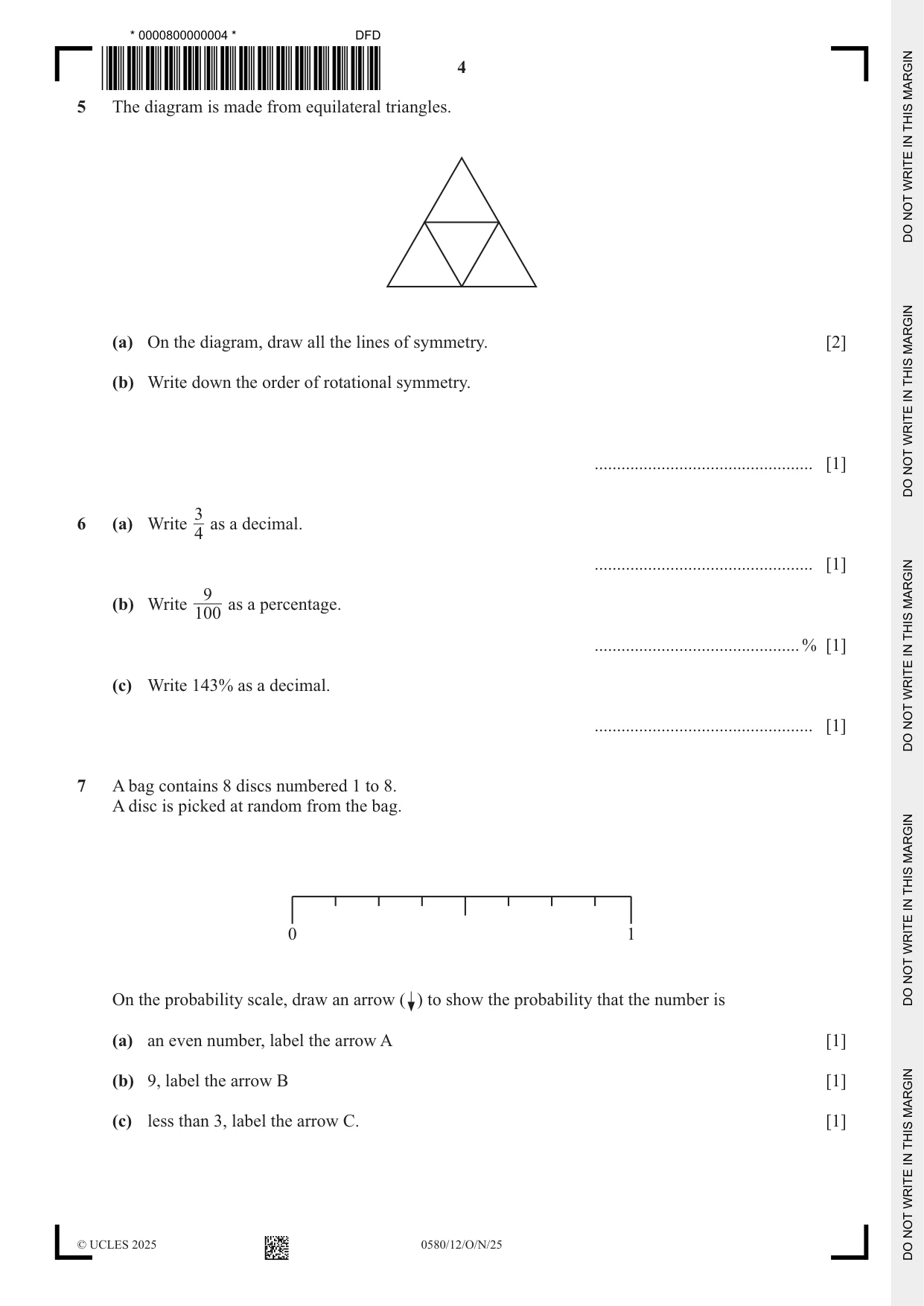 Cambridge IGCSE Mathematics 0580 2025 Oct/Nov Paper 1 · Variant 2 question paper, page 4 of 16