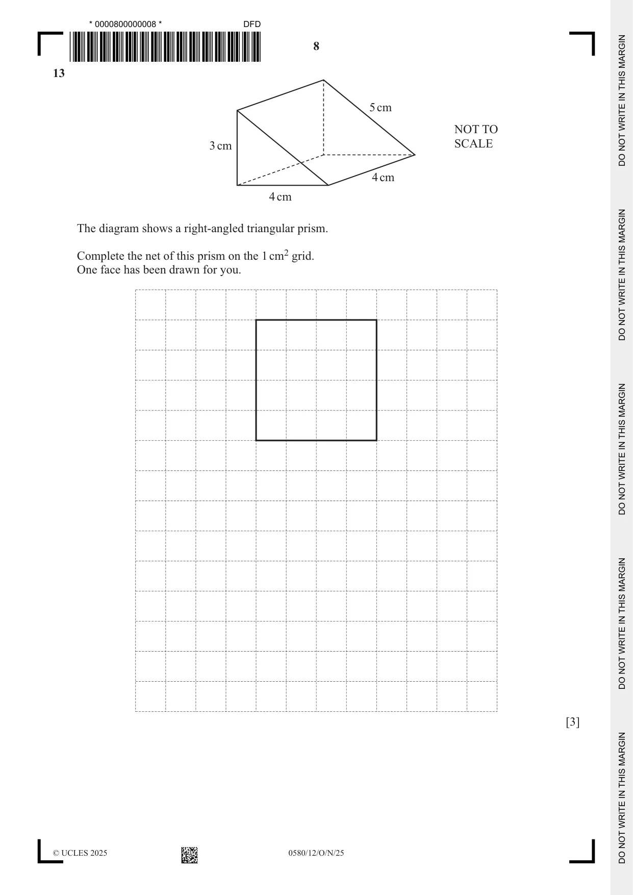 Cambridge IGCSE Mathematics 0580 2025 Oct/Nov Paper 1 · Variant 2 question paper, page 8 of 16