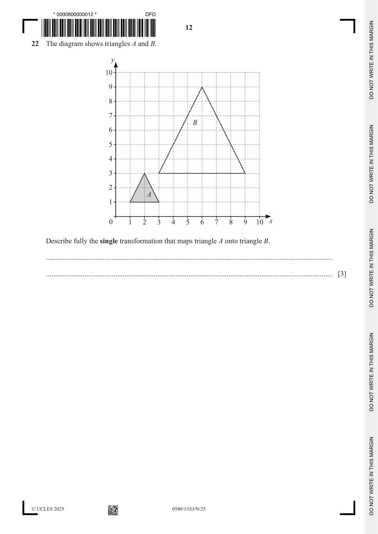 Cambridge IGCSE Mathematics 0580 2025 Oct/Nov Paper 1 · Variant 3 question paper, page 12 of 16