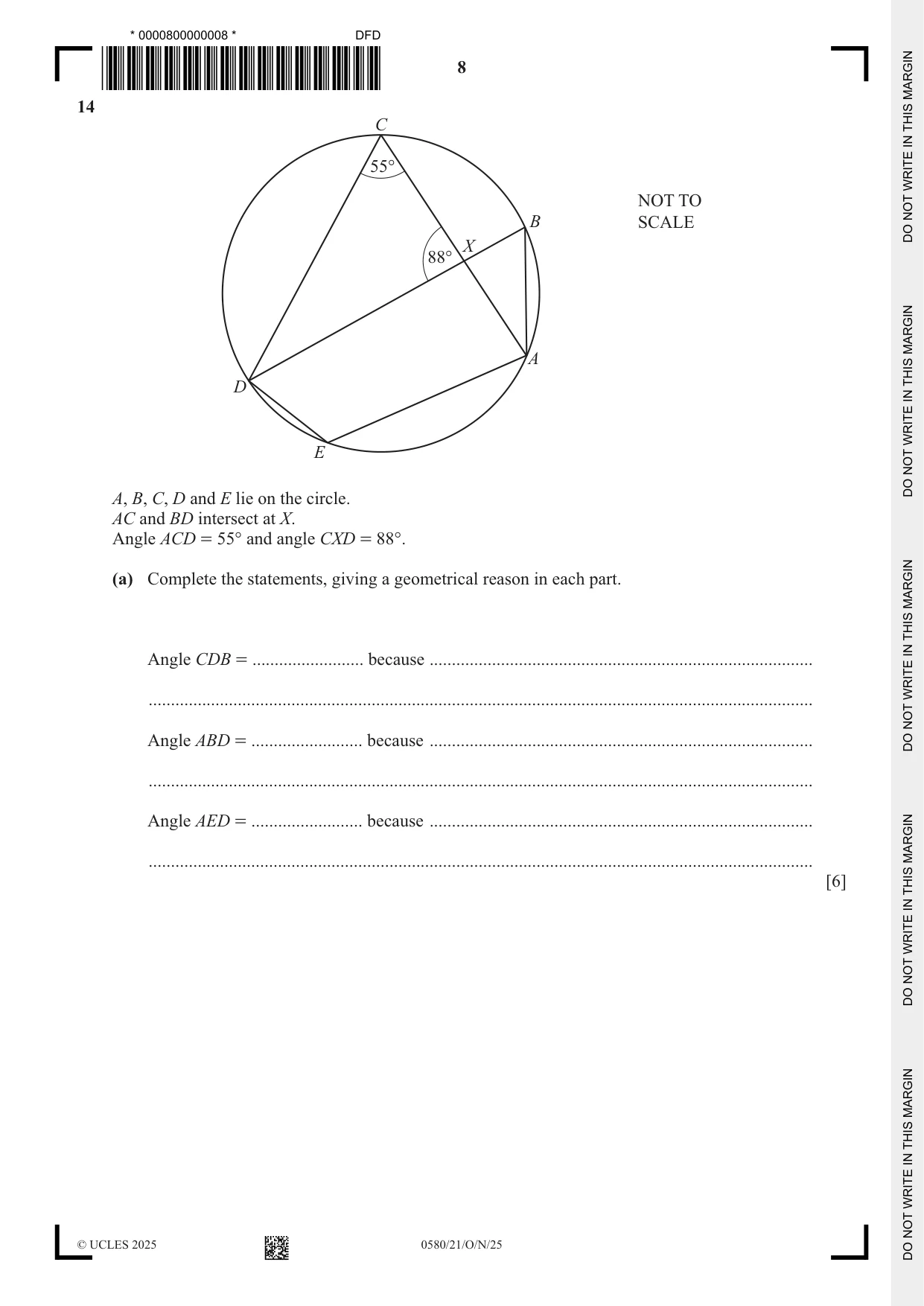 Cambridge IGCSE Mathematics 0580 2025 Oct/Nov Paper 2 · Variant 1 question paper, page 8 of 16