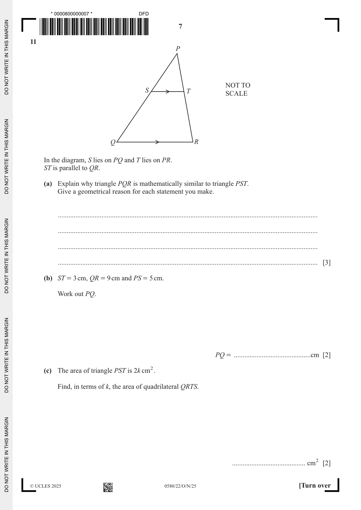 Cambridge IGCSE Mathematics 0580 2025 Oct/Nov Paper 2 · Variant 2 question paper, page 7 of 16