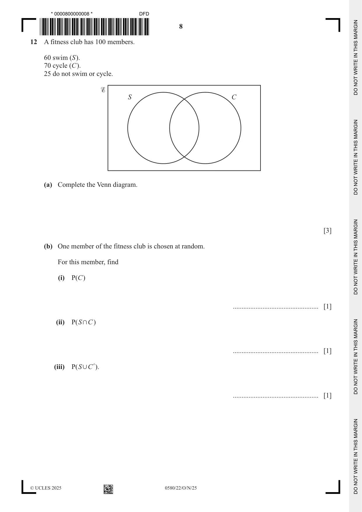 Cambridge IGCSE Mathematics 0580 2025 Oct/Nov Paper 2 · Variant 2 question paper, page 8 of 16