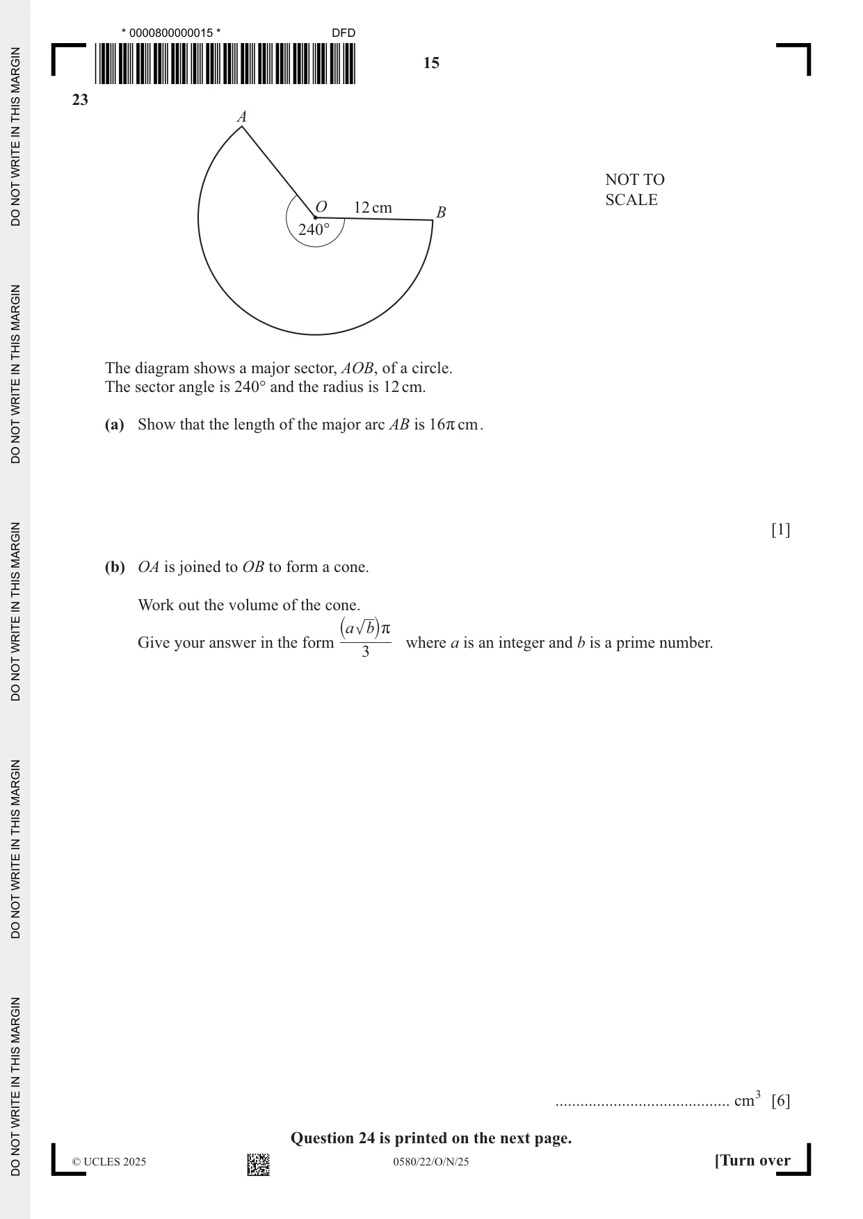 Cambridge IGCSE Mathematics 0580 2025 Oct/Nov Paper 2 · Variant 2 question paper, page 15 of 16