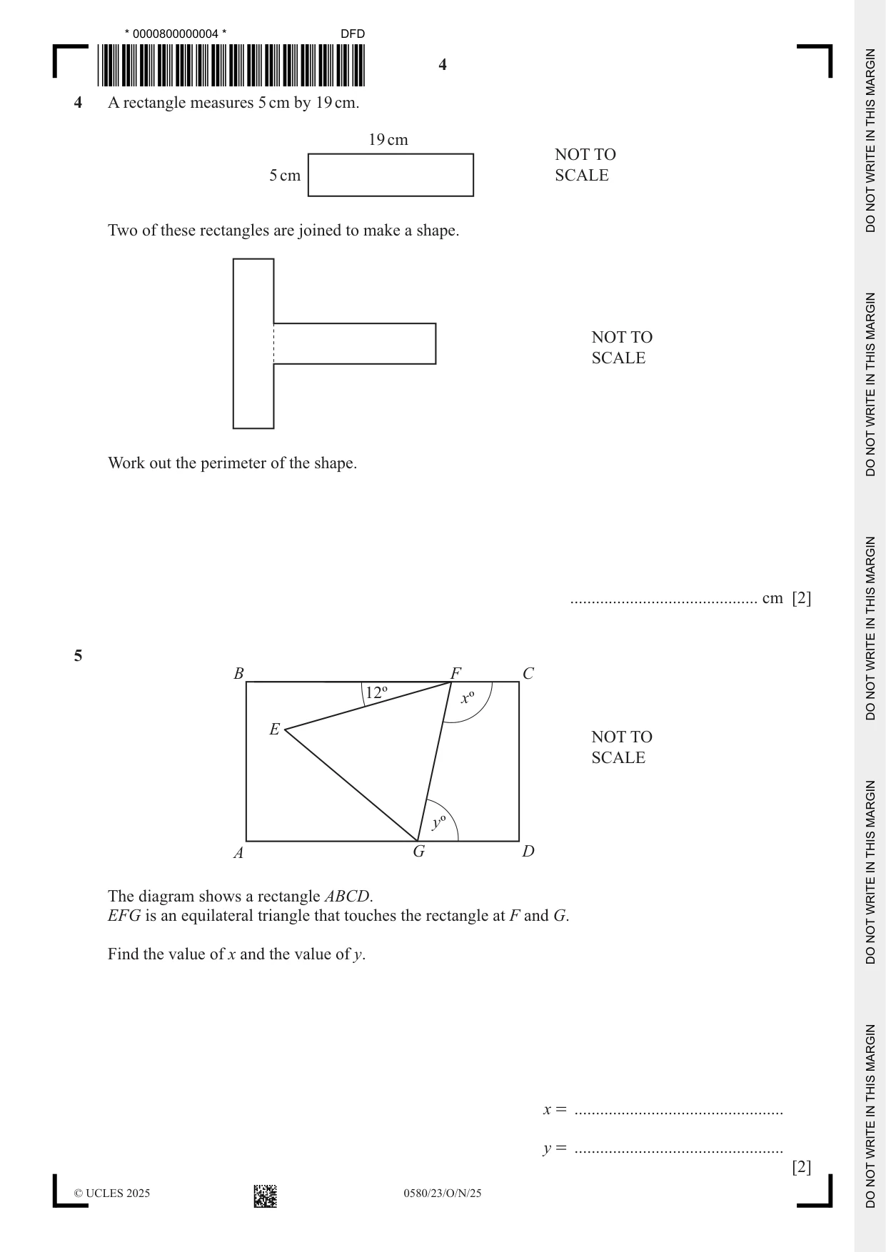 Cambridge IGCSE Mathematics 0580 2025 Oct/Nov Paper 2 · Variant 3 question paper, page 4 of 20