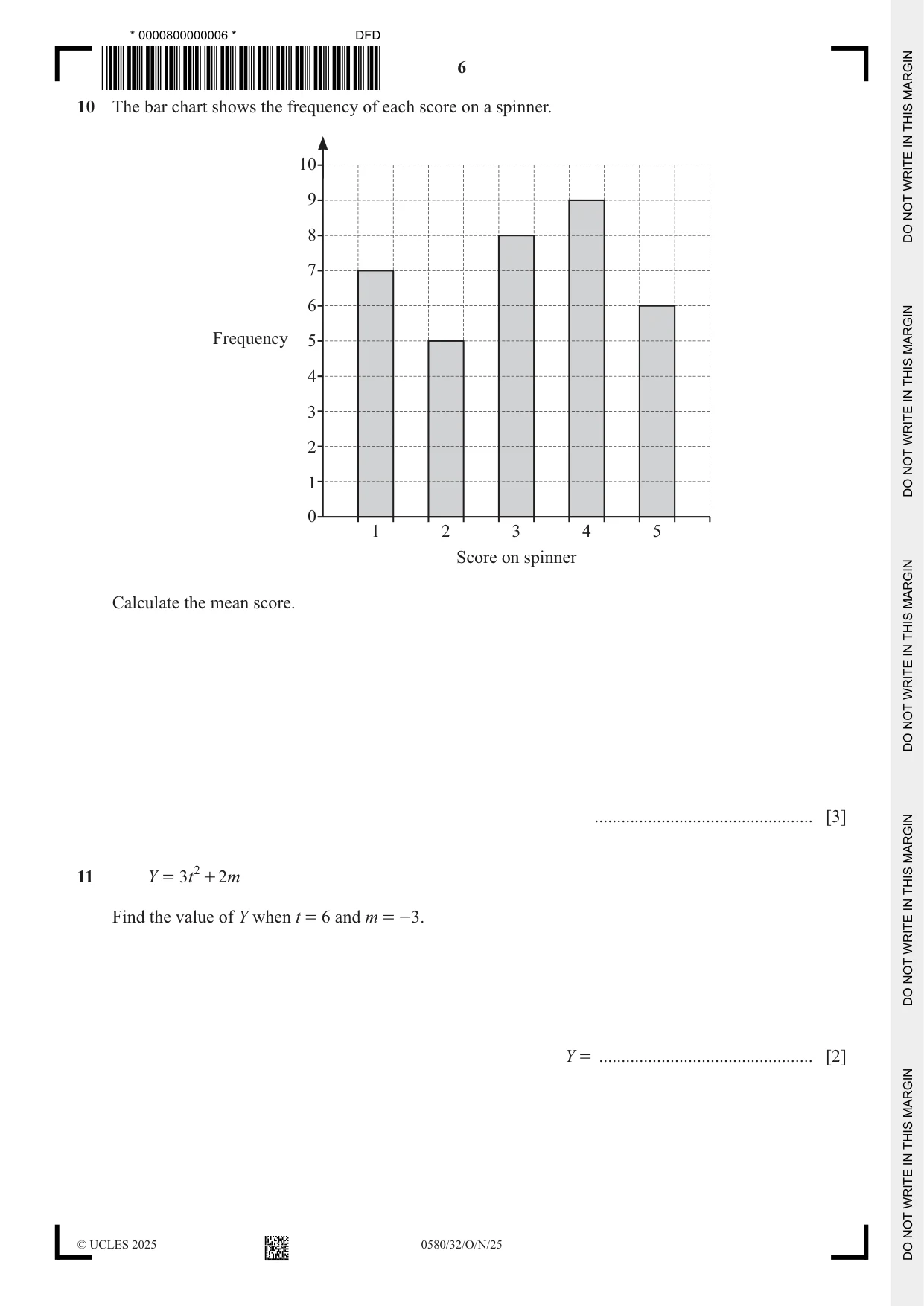 Cambridge IGCSE Mathematics 0580 2025 Oct/Nov Paper 3 · Variant 2 question paper, page 6 of 16