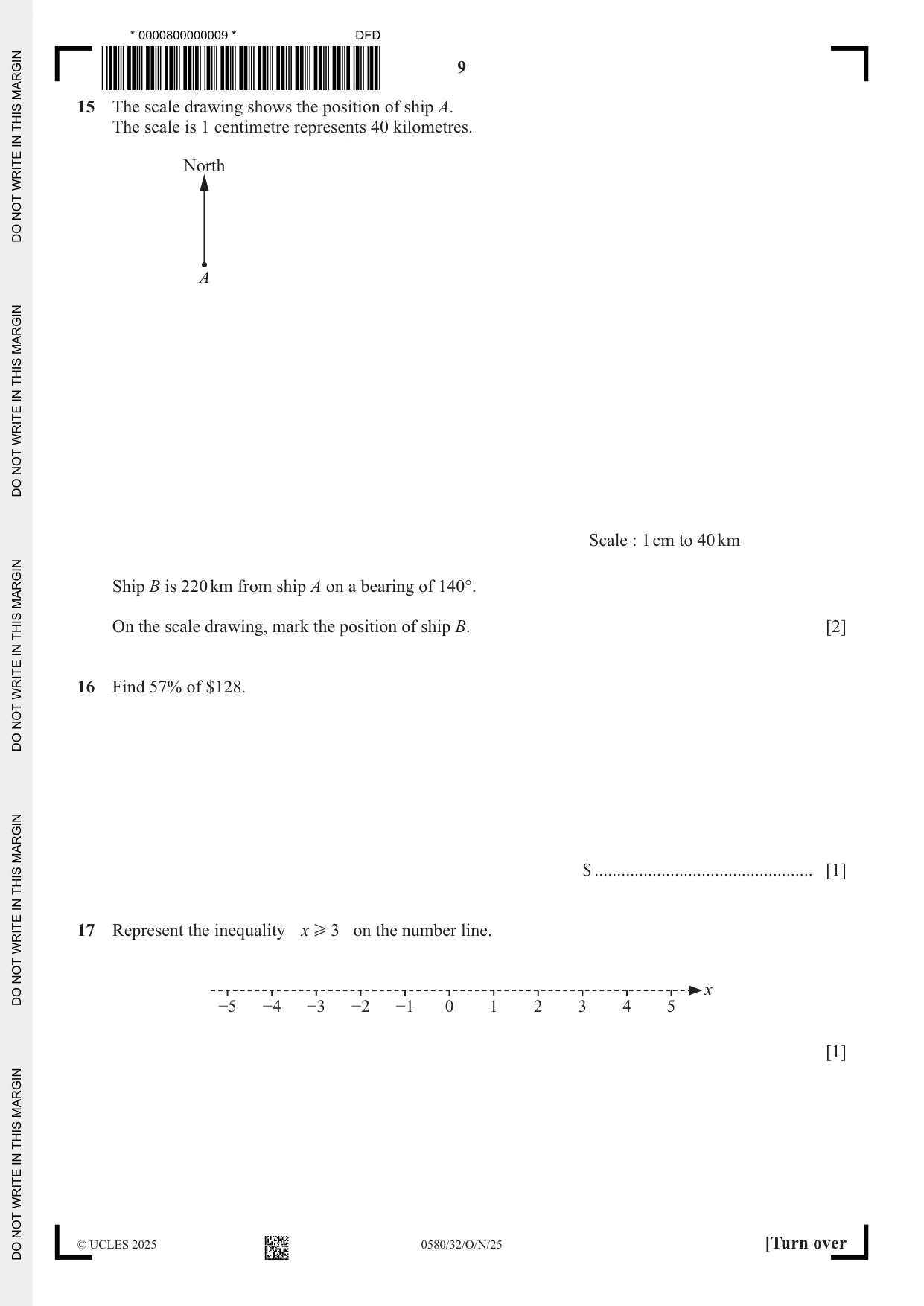 Cambridge IGCSE Mathematics 0580 2025 Oct/Nov Paper 3 · Variant 2 question paper, page 9 of 16