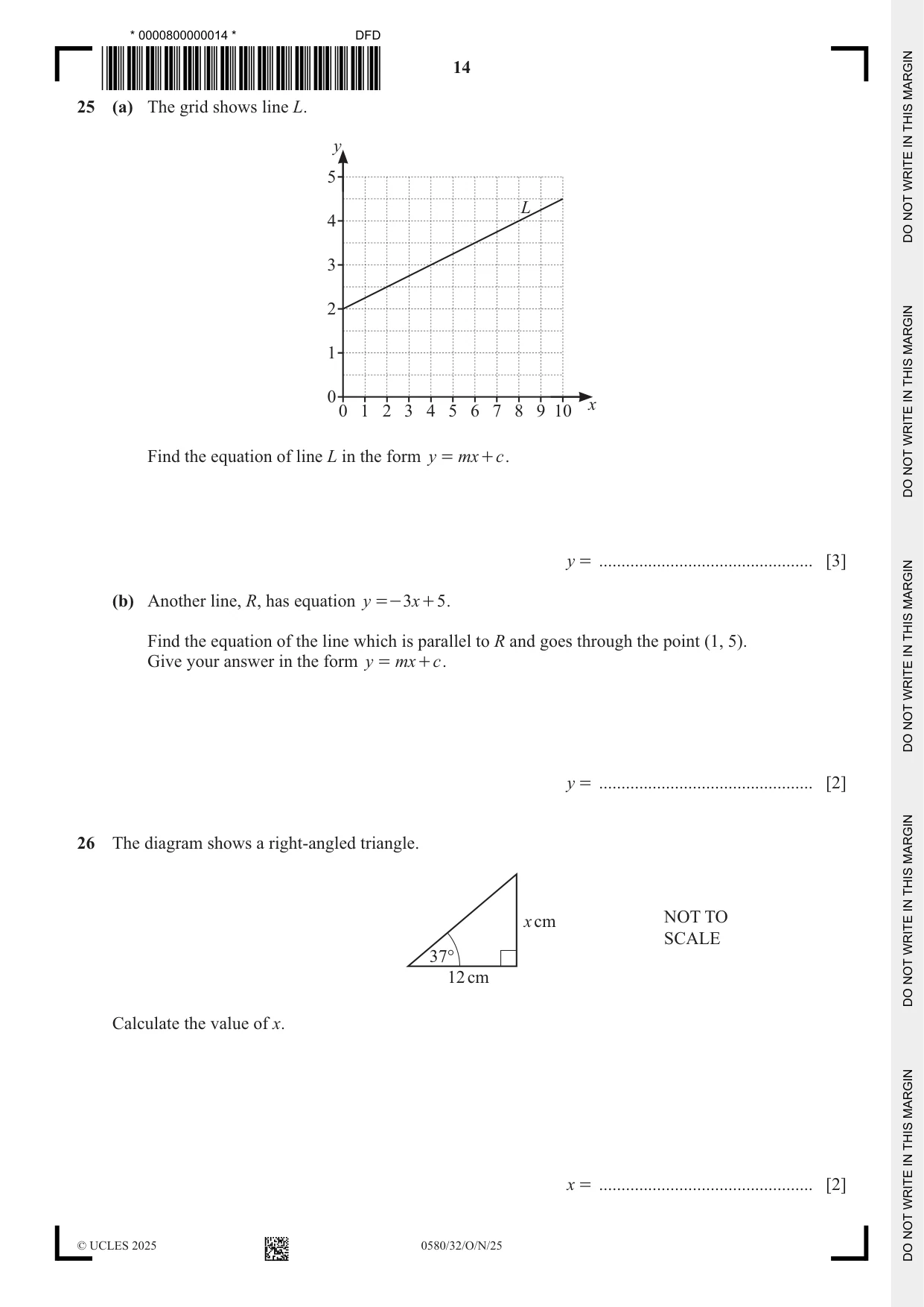 Cambridge IGCSE Mathematics 0580 2025 Oct/Nov Paper 3 · Variant 2 question paper, page 14 of 16