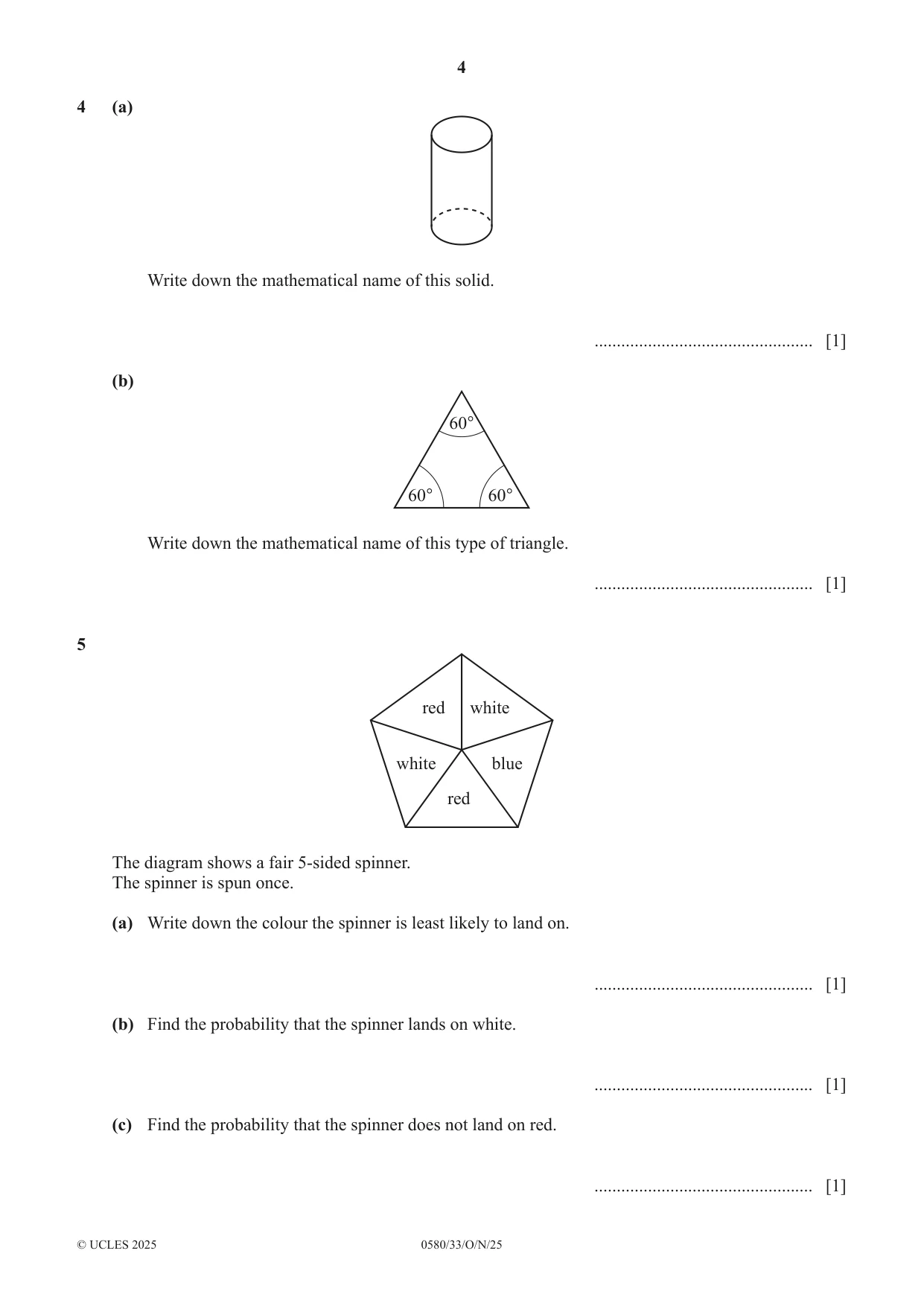 Cambridge IGCSE Mathematics 0580 2025 Oct/Nov Paper 3 · Variant 3 question paper, page 4 of 16