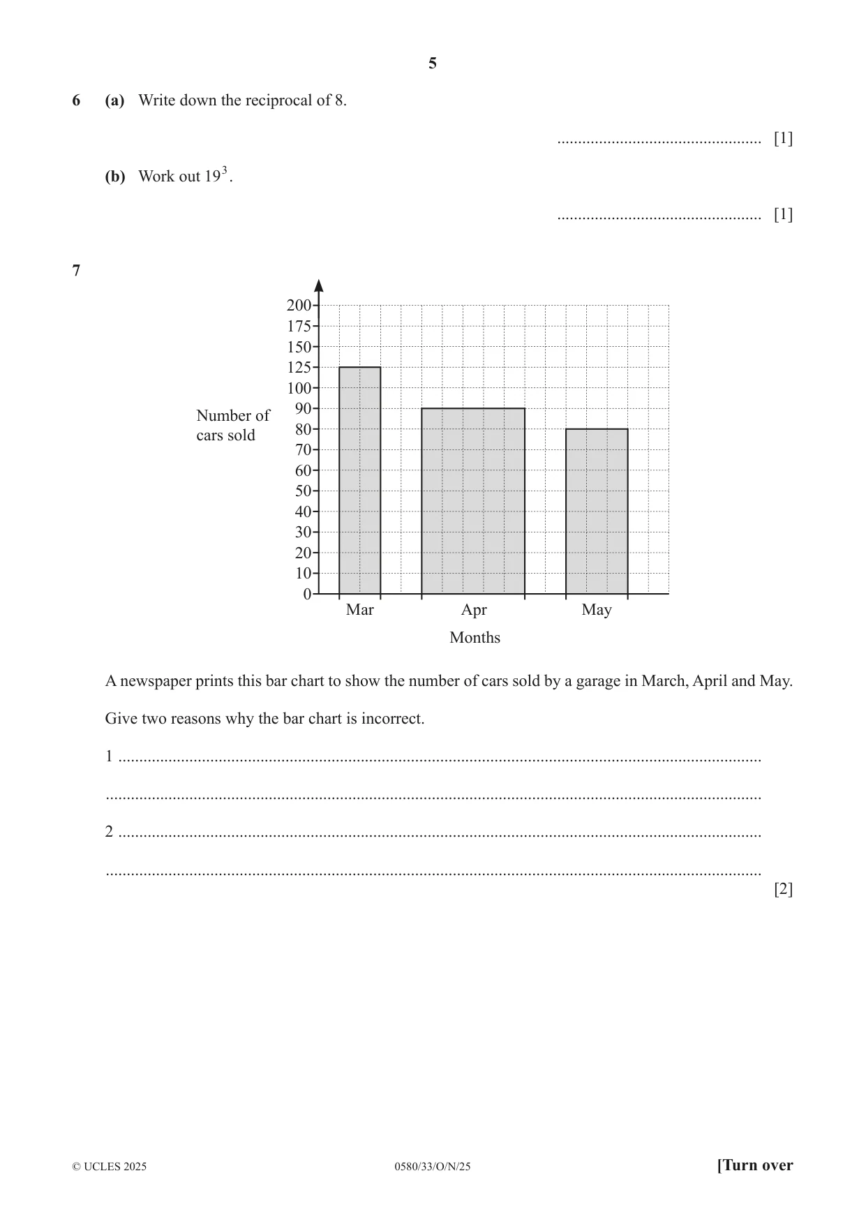 Cambridge IGCSE Mathematics 0580 2025 Oct/Nov Paper 3 · Variant 3 question paper, page 5 of 16
