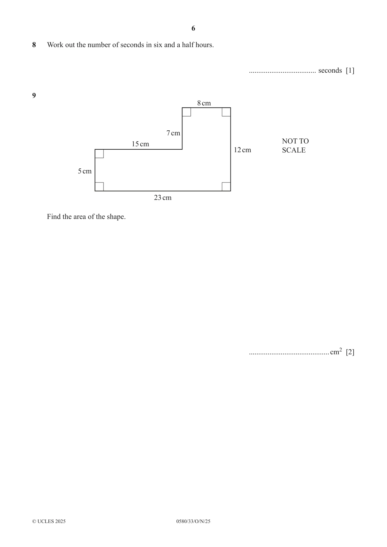 Cambridge IGCSE Mathematics 0580 2025 Oct/Nov Paper 3 · Variant 3 question paper, page 6 of 16