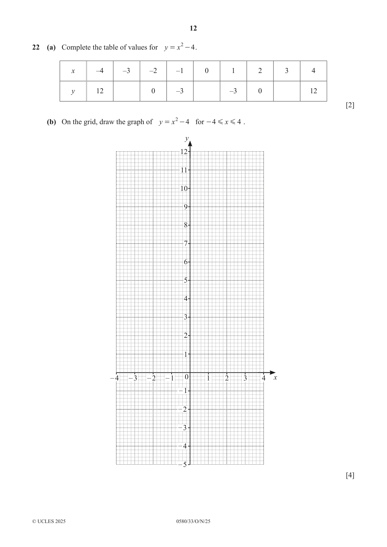 Cambridge IGCSE Mathematics 0580 2025 Oct/Nov Paper 3 · Variant 3 question paper, page 12 of 16