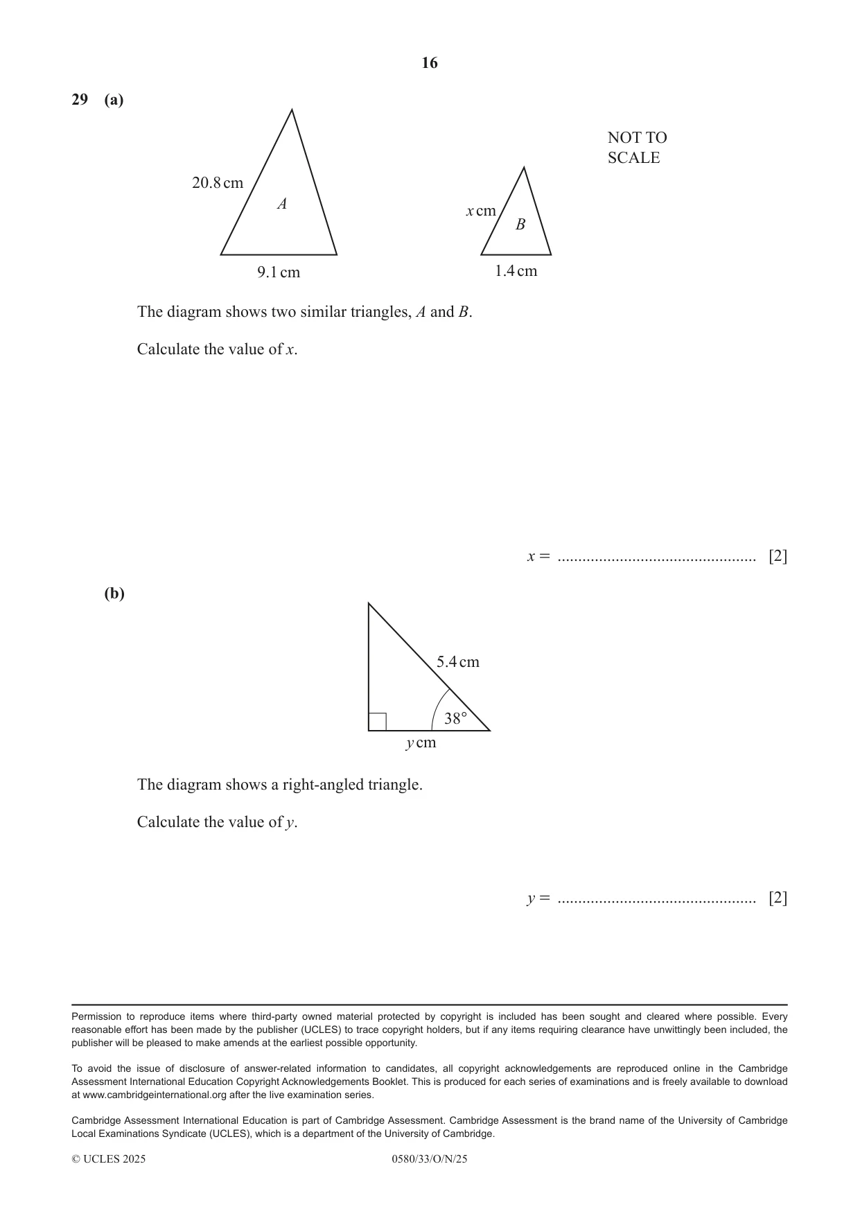 Cambridge IGCSE Mathematics 0580 2025 Oct/Nov Paper 3 · Variant 3 question paper, page 16 of 16