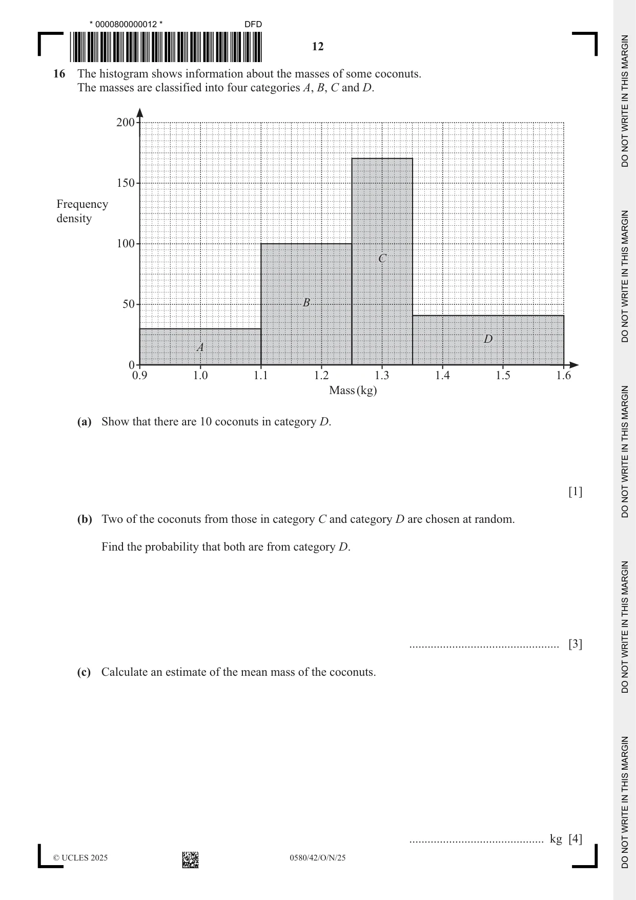 Cambridge IGCSE Mathematics 0580 2025 Oct/Nov Paper 4 · Variant 2 question paper, page 12 of 16