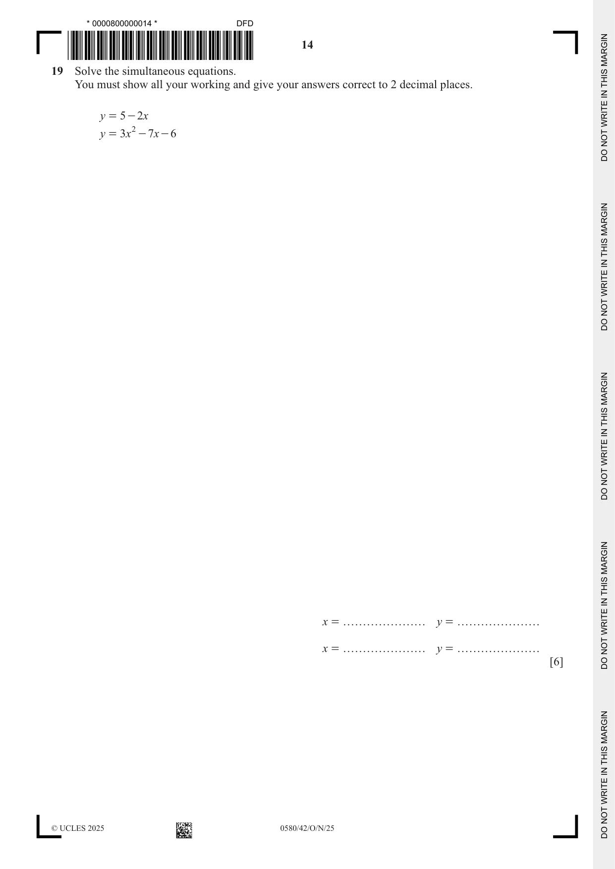 Cambridge IGCSE Mathematics 0580 2025 Oct/Nov Paper 4 · Variant 2 question paper, page 14 of 16