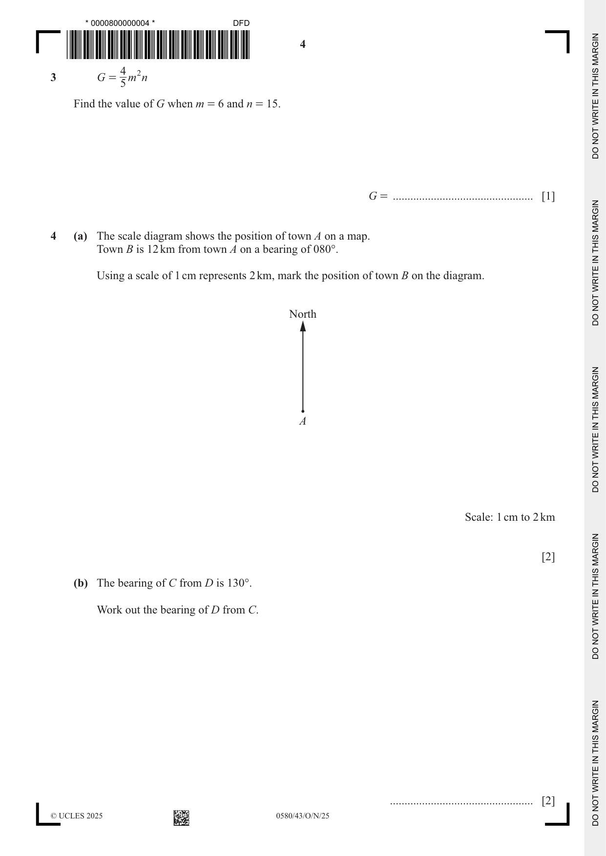 Cambridge IGCSE Mathematics 0580 2025 Oct/Nov Paper 4 · Variant 3 question paper, page 4 of 20