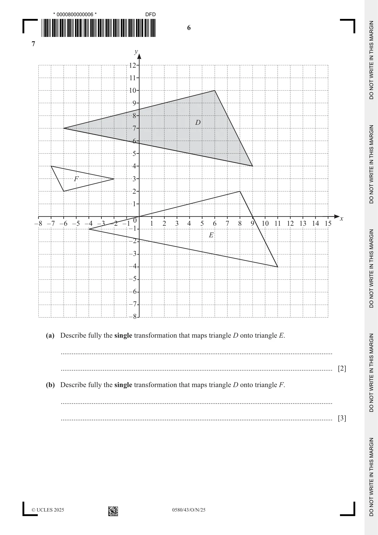 Cambridge IGCSE Mathematics 0580 2025 Oct/Nov Paper 4 · Variant 3 question paper, page 6 of 20