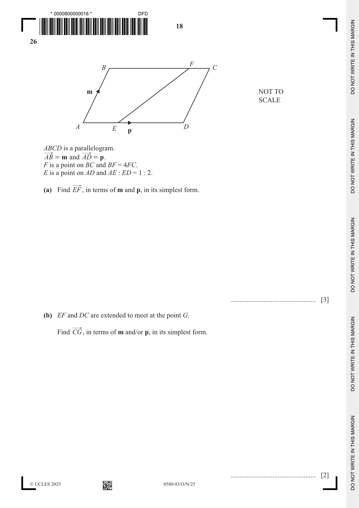 Cambridge IGCSE Mathematics 0580 2025 Oct/Nov Paper 4 · Variant 3 question paper, page 18 of 20