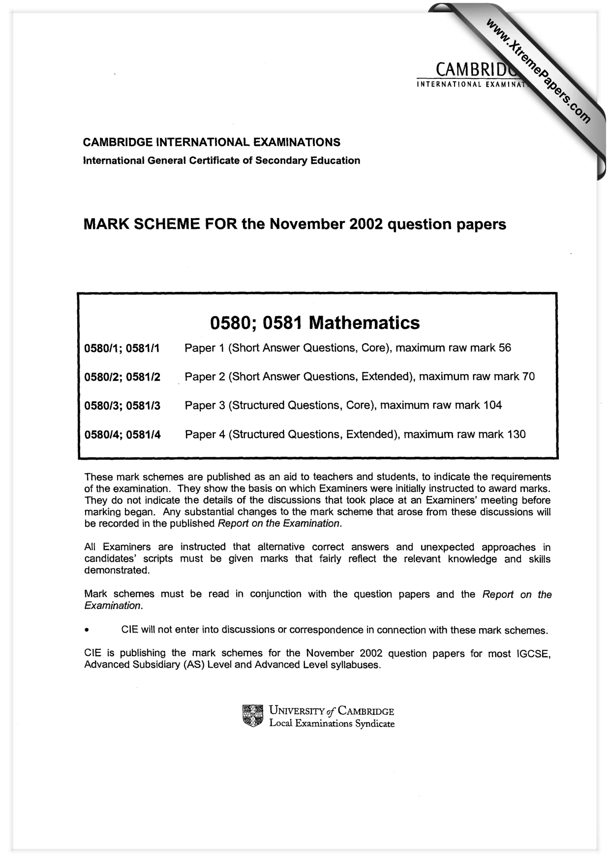 Mark scheme, page 1 of 5