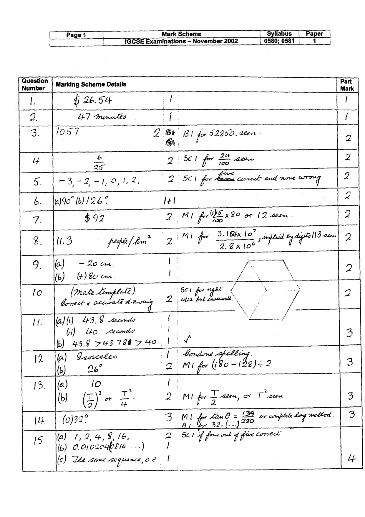 Mark scheme, page 4 of 5