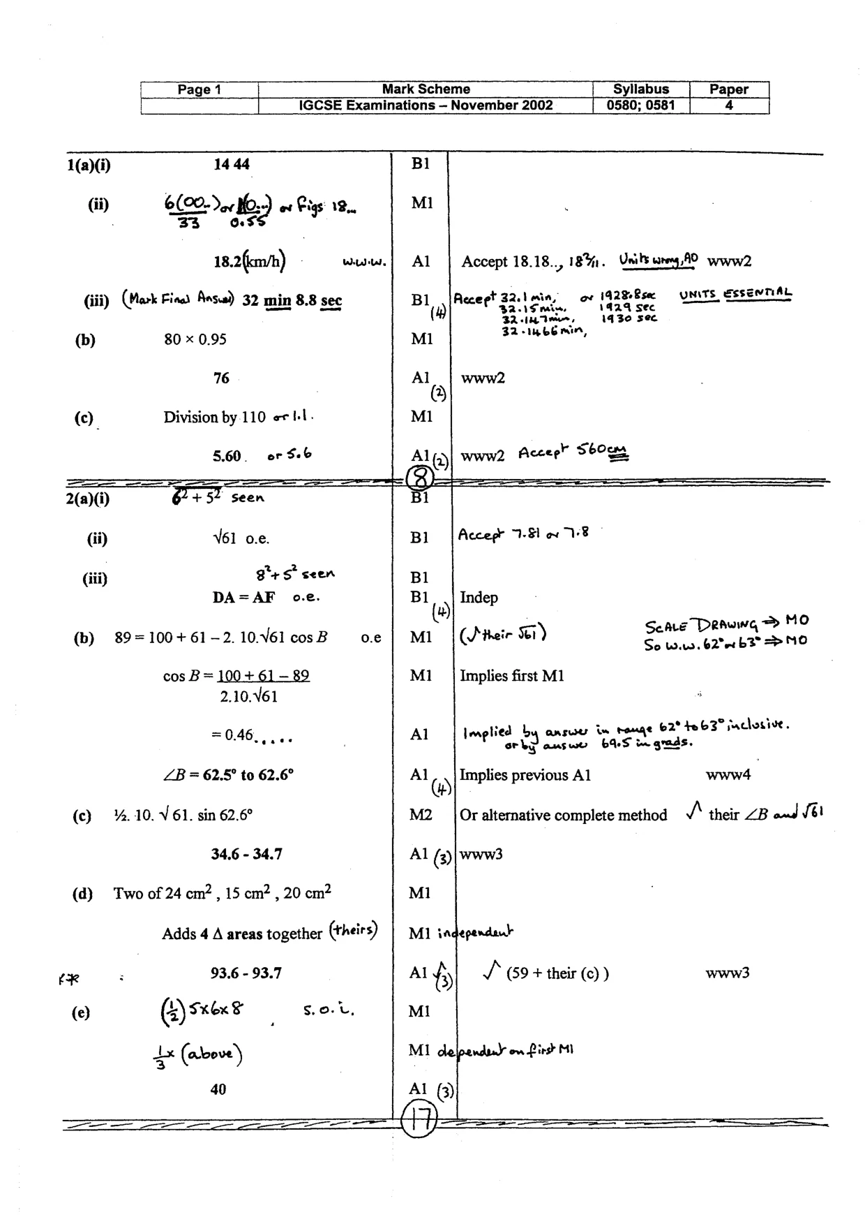 Mark scheme, page 2 of 5