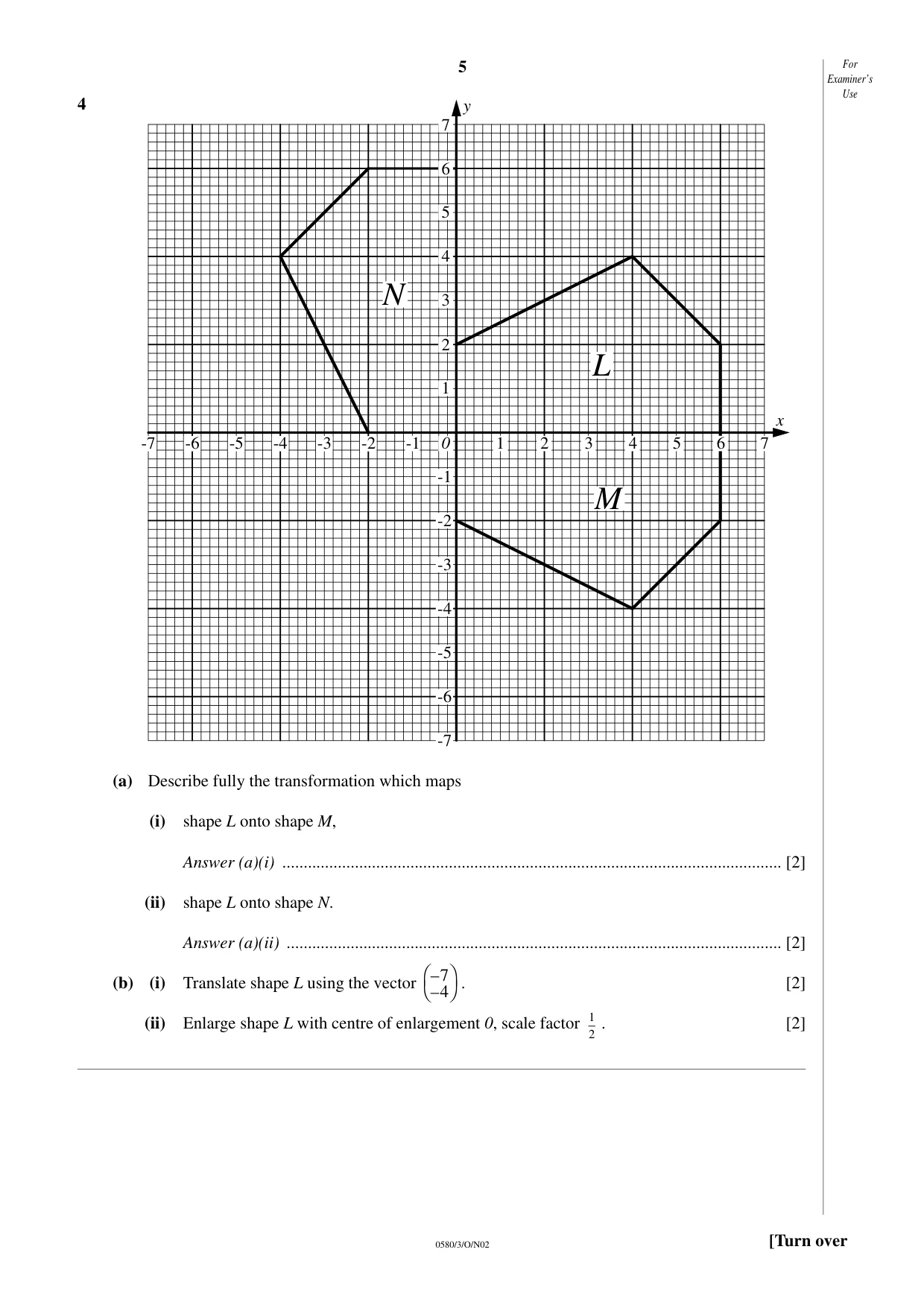 Cambridge IGCSE Mathematics (with coursework) 0581 2002 Oct/Nov Paper 3 · Variant 1 question paper, page 5 of 12